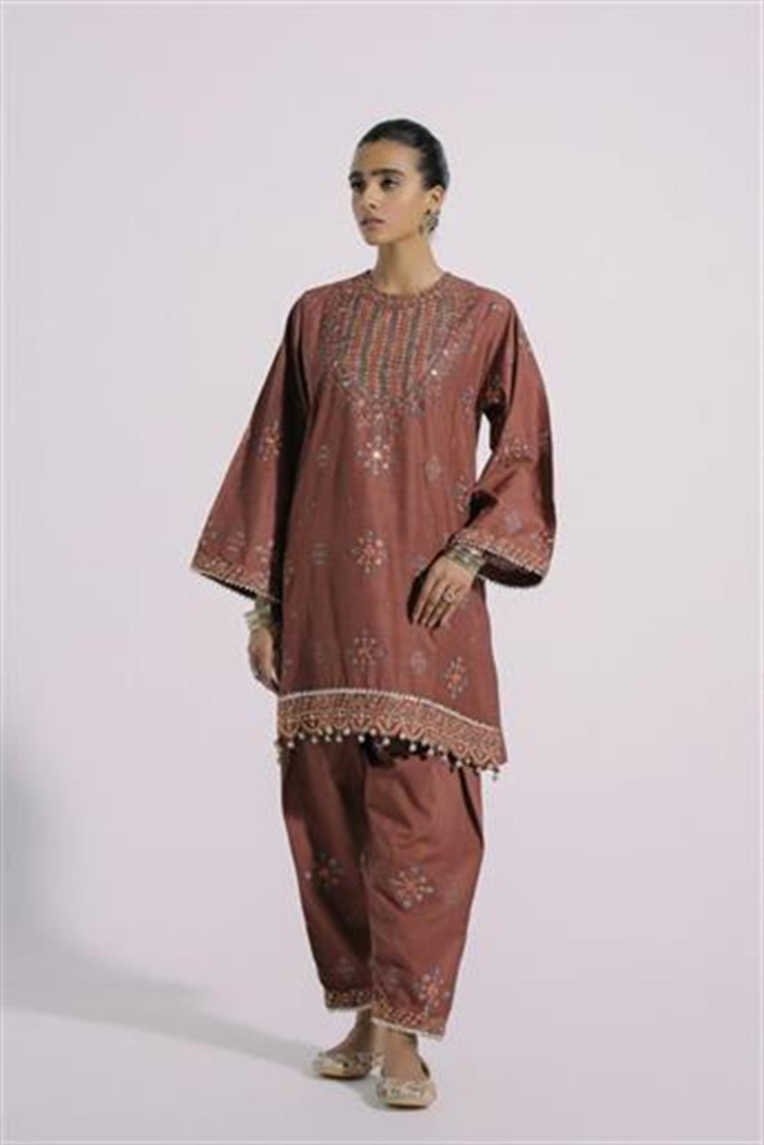 Brown Ethnic Designer Ladies Ready to Wear Suits