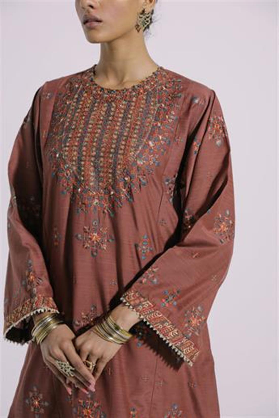 Brown Ethnic Designer Ladies Ready to Wear Suits