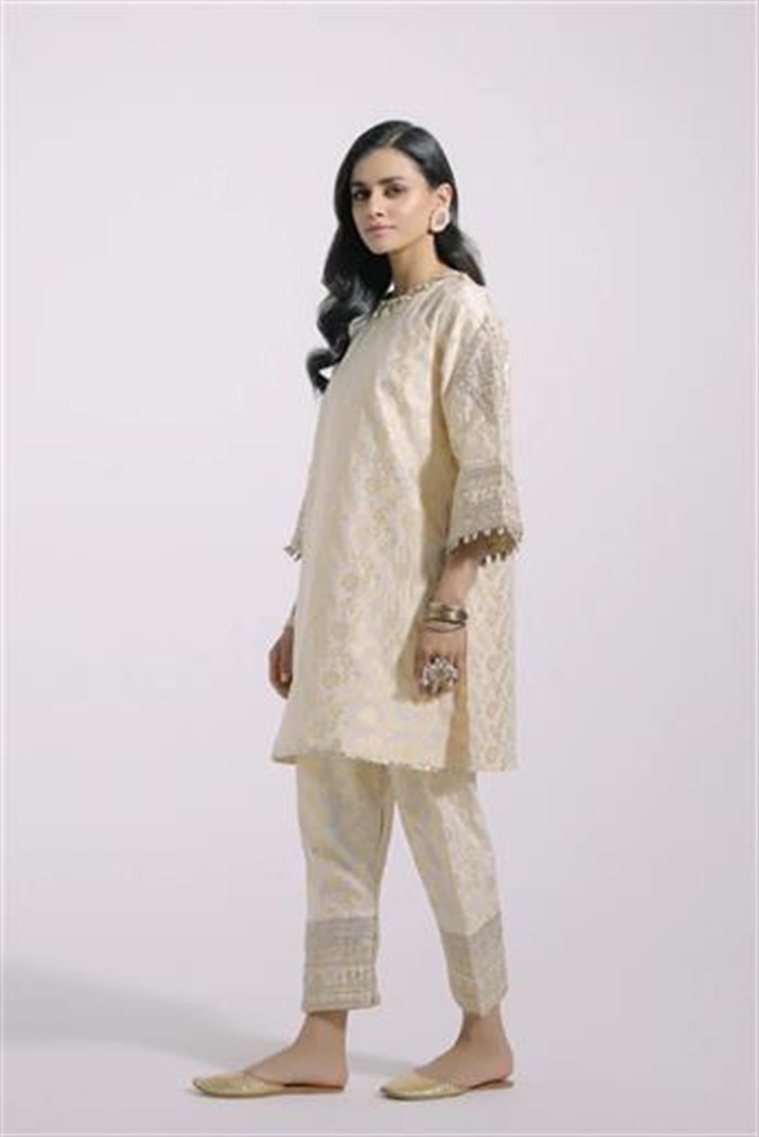 Cream Ethnic Designer Ladies Ready to Wear Suits