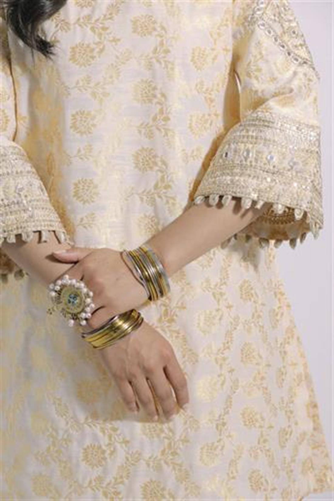 Cream Ethnic Designer Ladies Ready to Wear Suits
