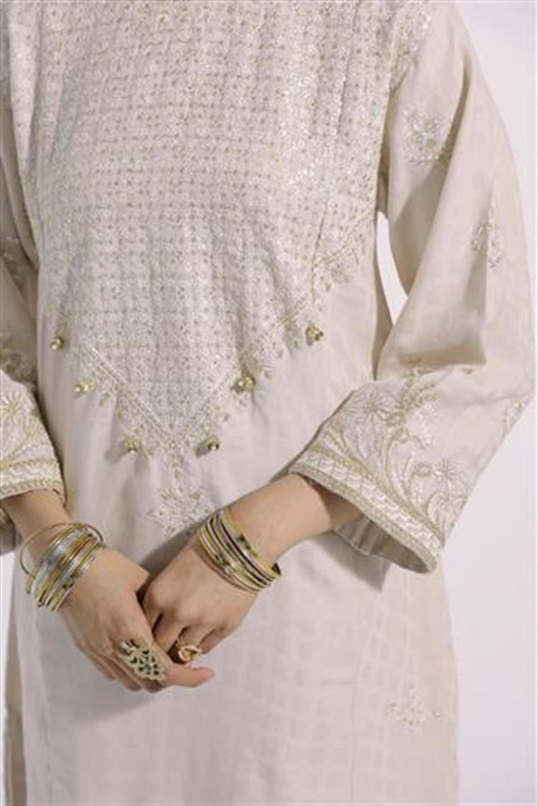 Off White Ethnic Designer Ladies Ready to Wear Suits