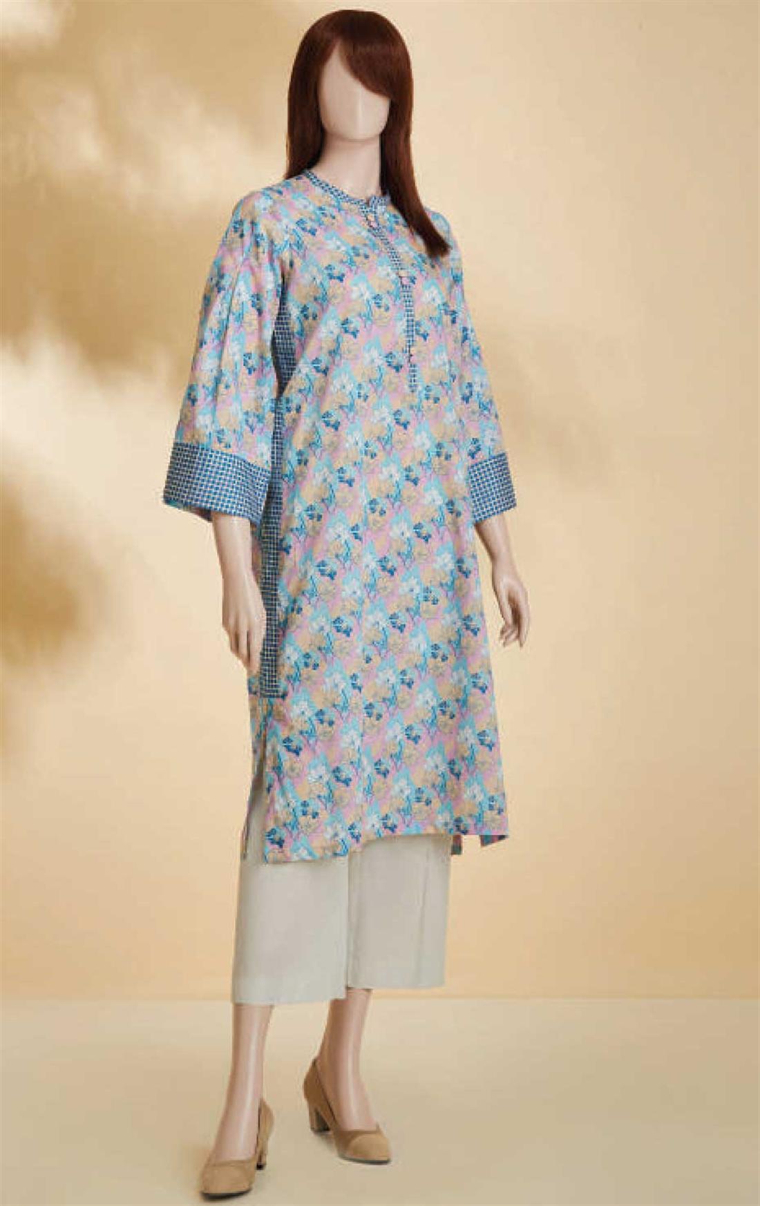 Pink & Multicolour Pink/Multicolour Printed Cotton Ladies Readymade Kurta