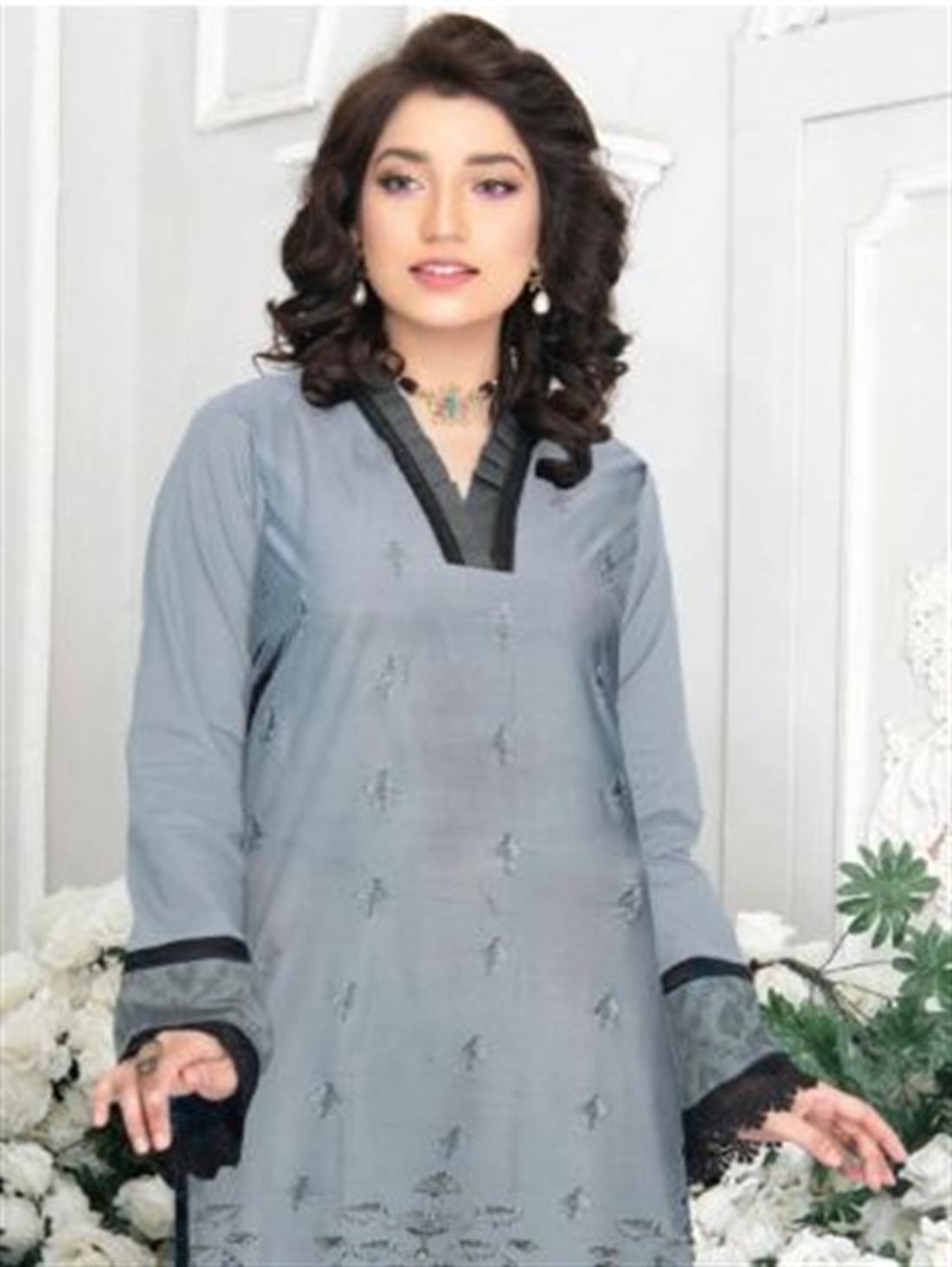 Grey Embroidered Lawn Ladies Tunics and Kurta