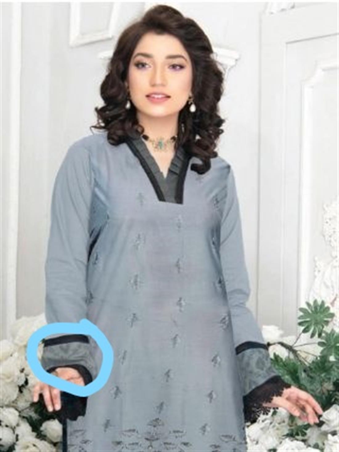 Grey Embroidered Lawn Ladies Tunics and Kurta