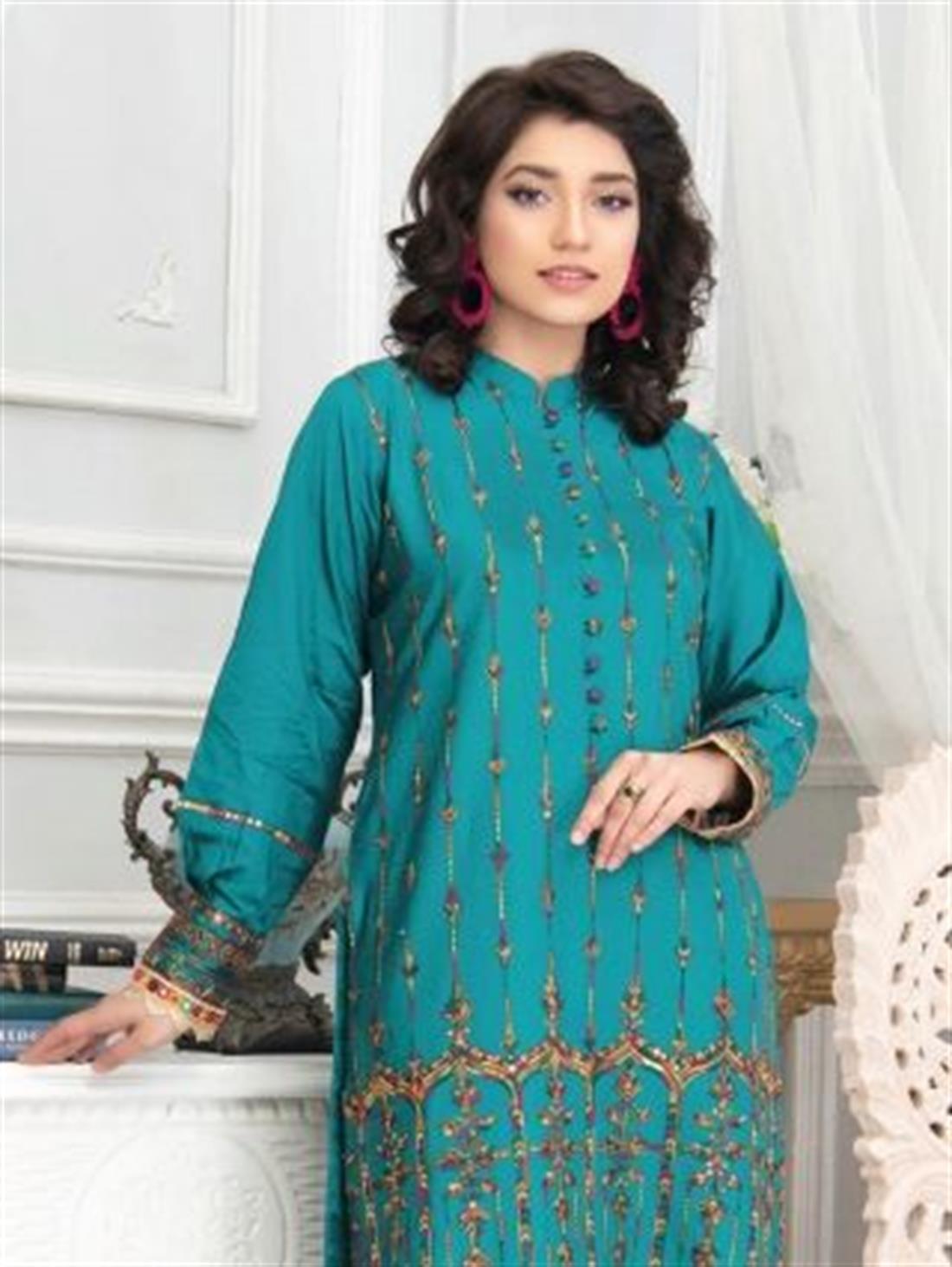 Turquoise Embroidered Lawn Ladies Tunics and Kurta