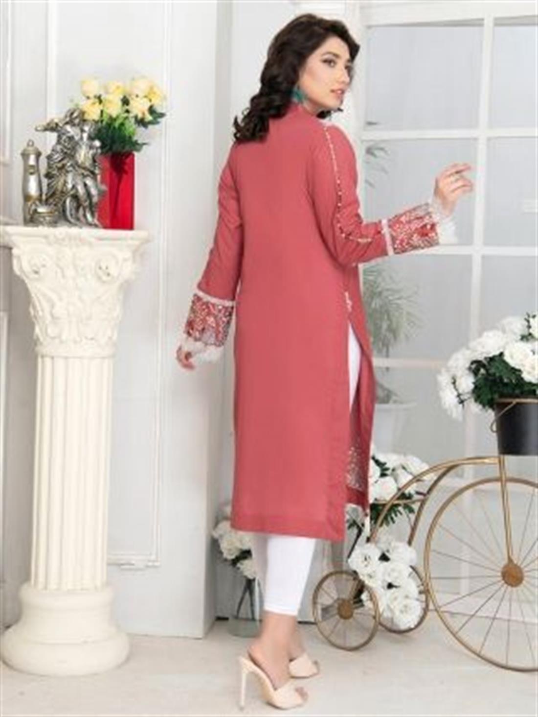 Dusty Pink Embroidered Lawn Ladies Tunics and Kurta