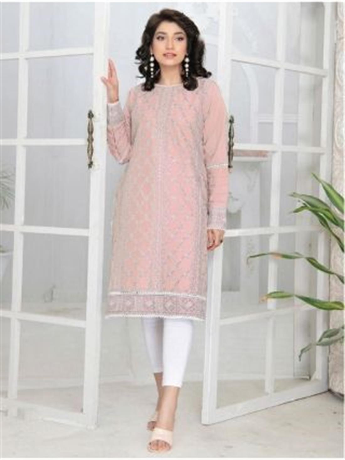 Baby Pink Embroidered Lawn Ladies Tunics and Kurta