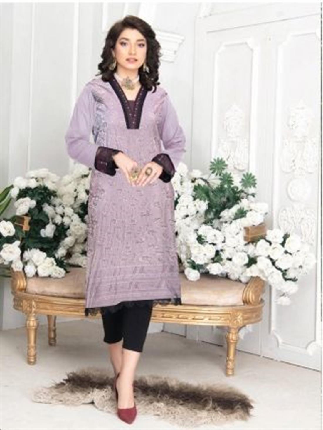 Lilac Embroidered Lawn Ladies Tunics and Kurta