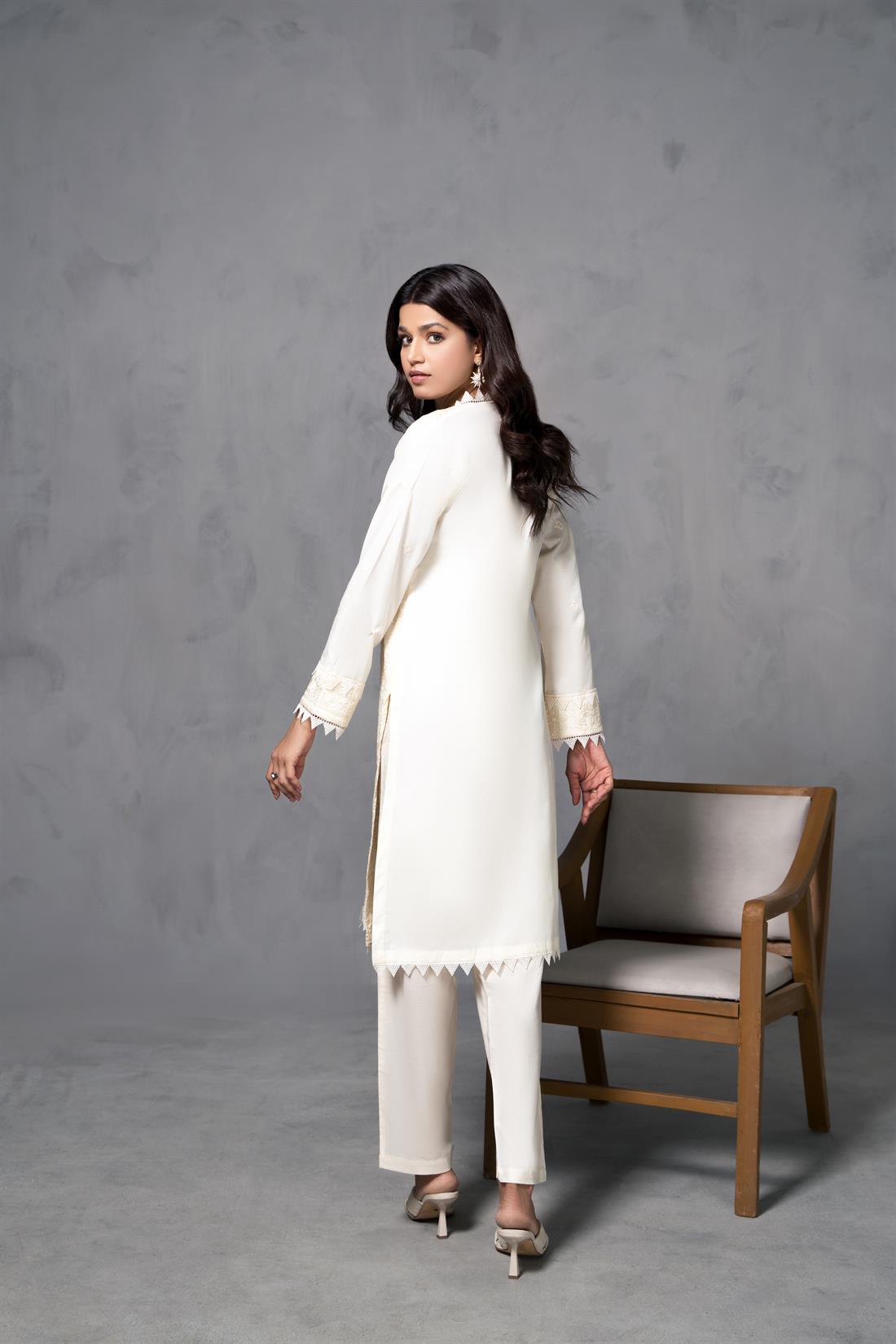 Cream Embroidered Cotton Ladies Tunics and Kurta