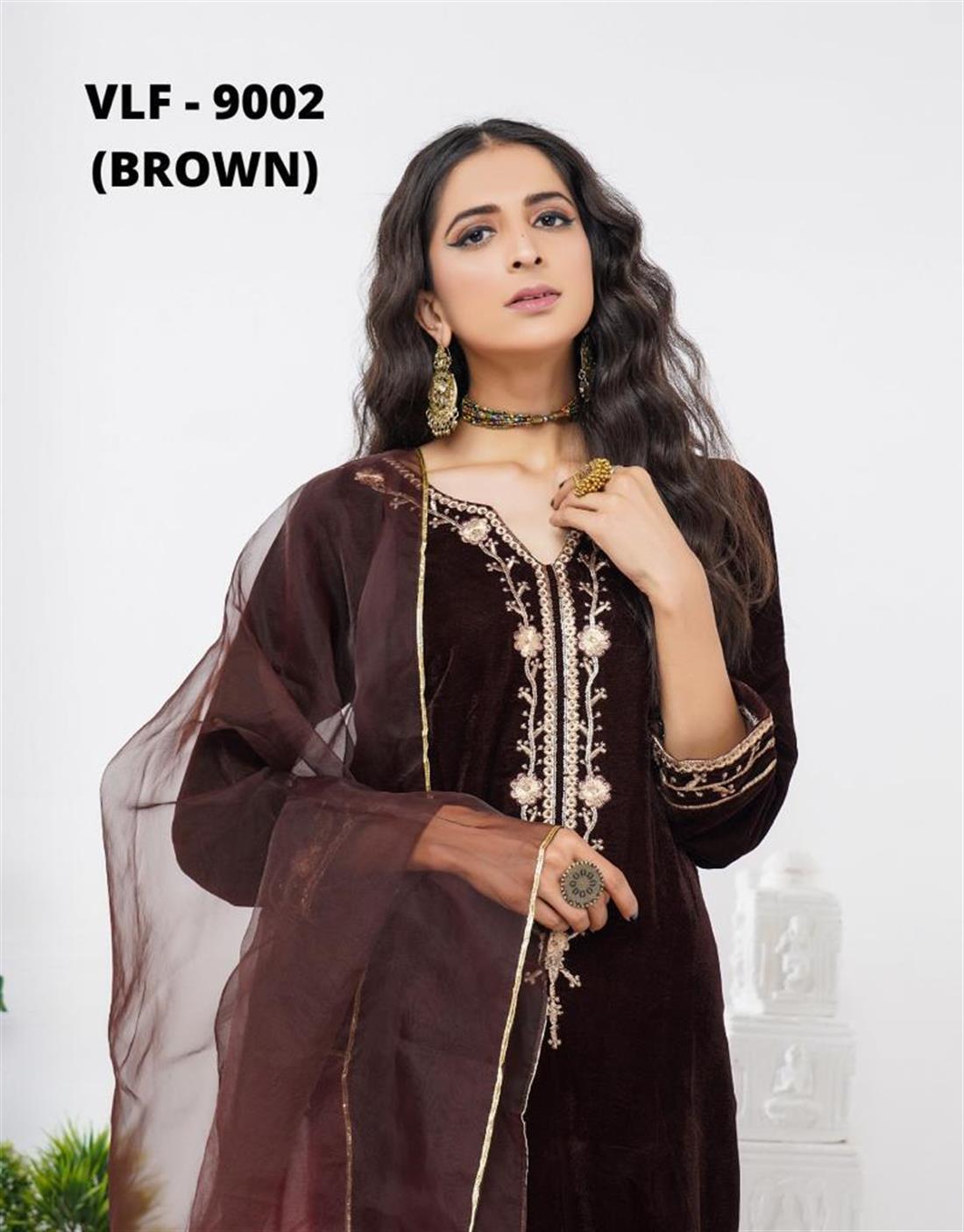 Brown Velvet Kurta