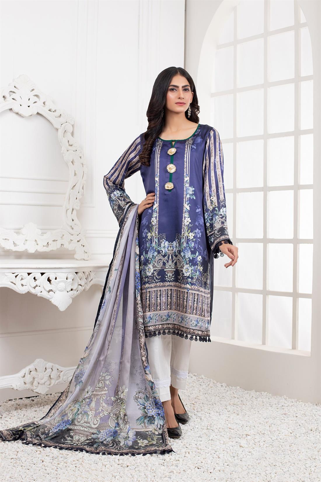 Navy & Blue Printed Silk Ladies Tunics and Kurta