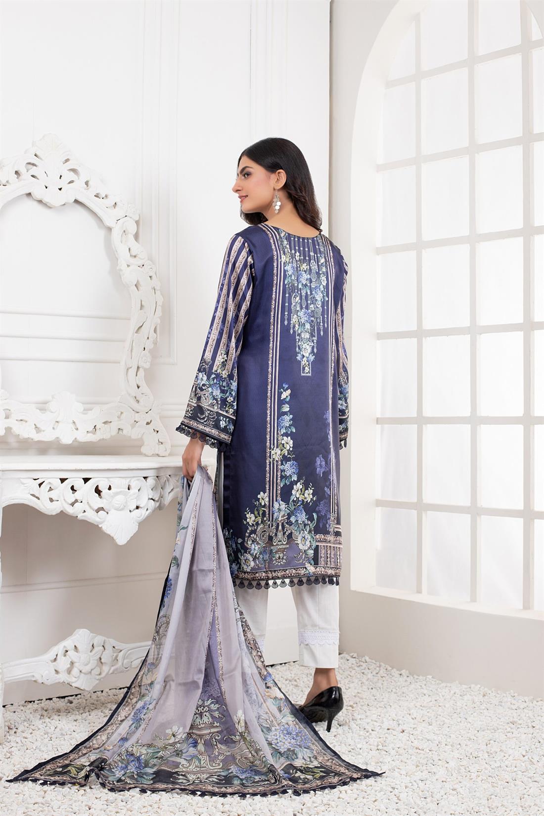 Navy & Blue Printed Silk Ladies Tunics and Kurta