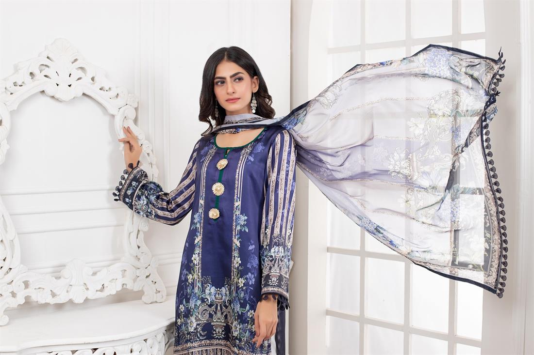 Navy & Blue Printed Silk Ladies Tunics and Kurta