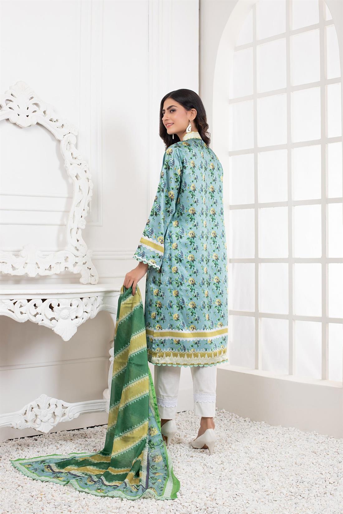 Mint & Multicolour Printed Silk Ladies Tunics and Kurta