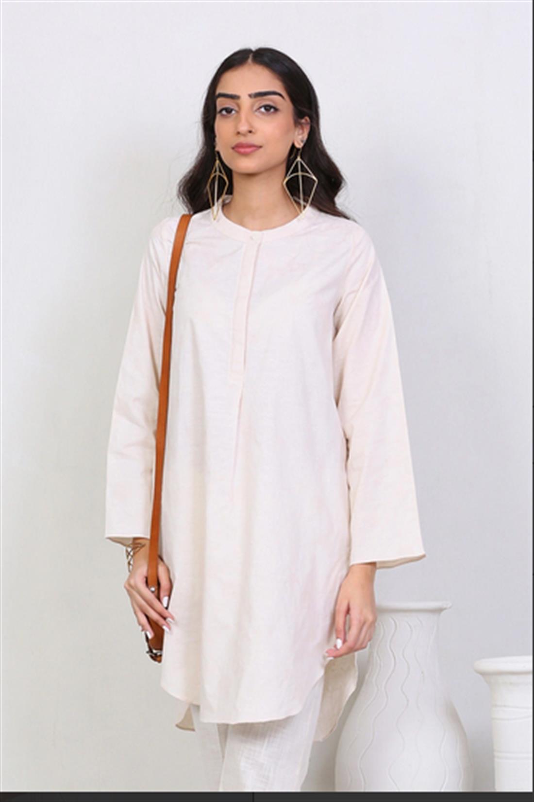 Off White Jacquard Shirt with Full Sleeves