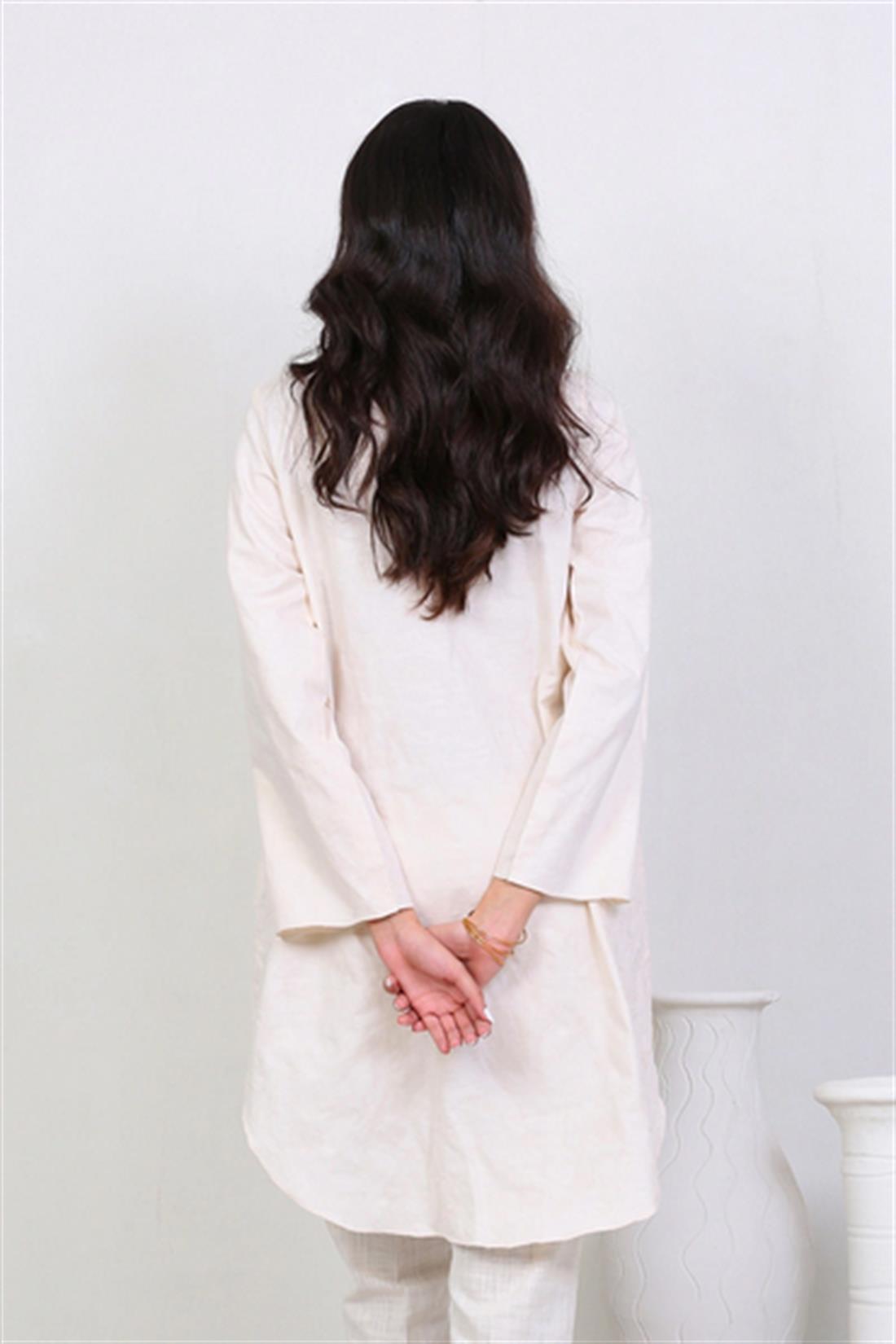 Off White Jacquard Shirt with Full Sleeves