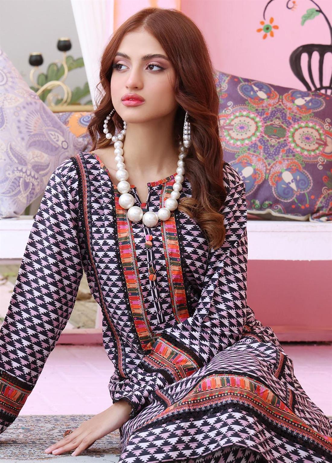 Multicolour Linen Collection 2 Piece Printed Stitched Suit
