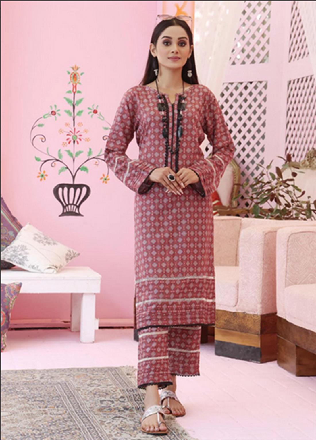 Maroon Printed Linen Ladies Tunics and Kurta