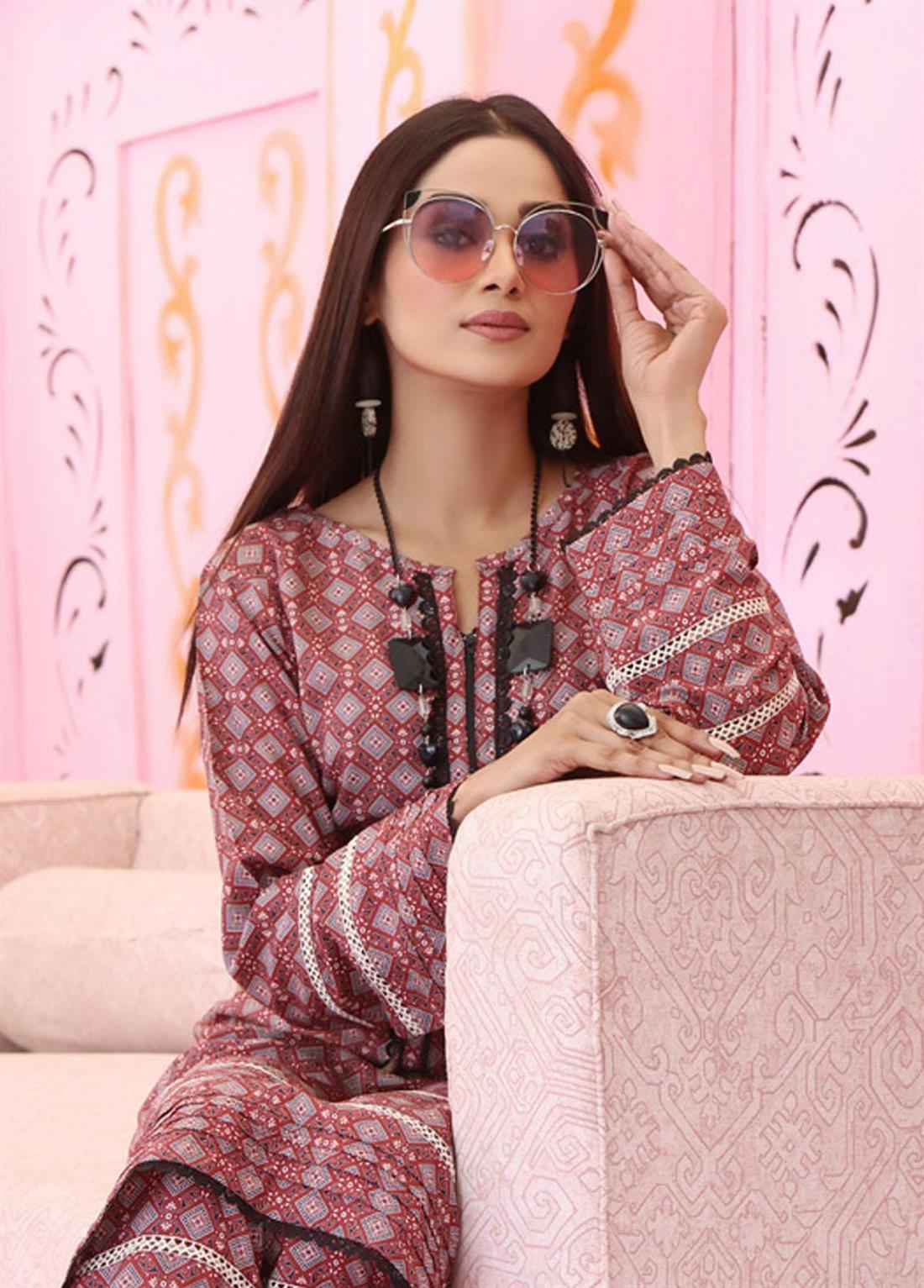 Maroon Printed Linen Ladies Tunics and Kurta