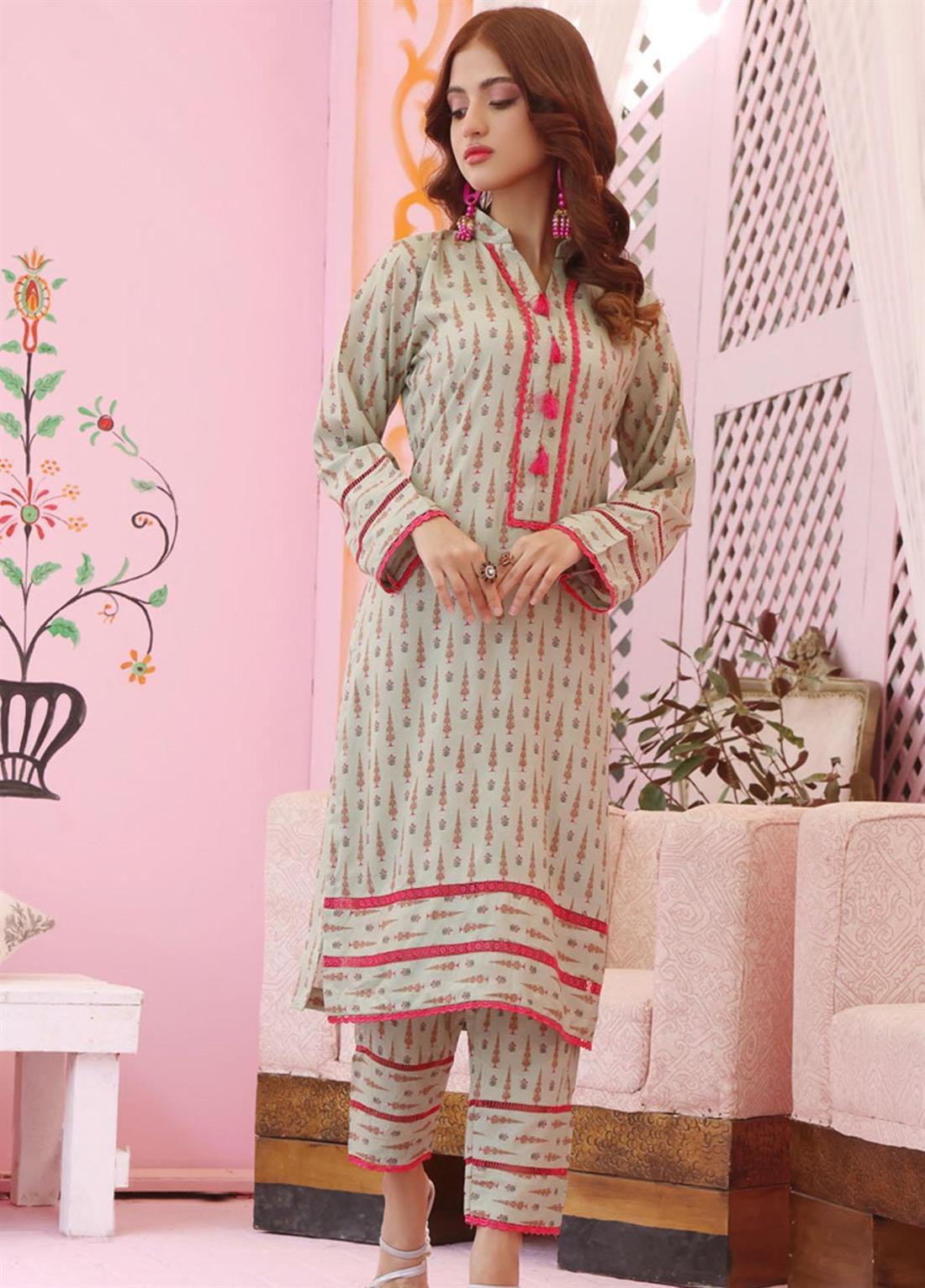 Pista 2 Piece Linen Printed Stitched Suit