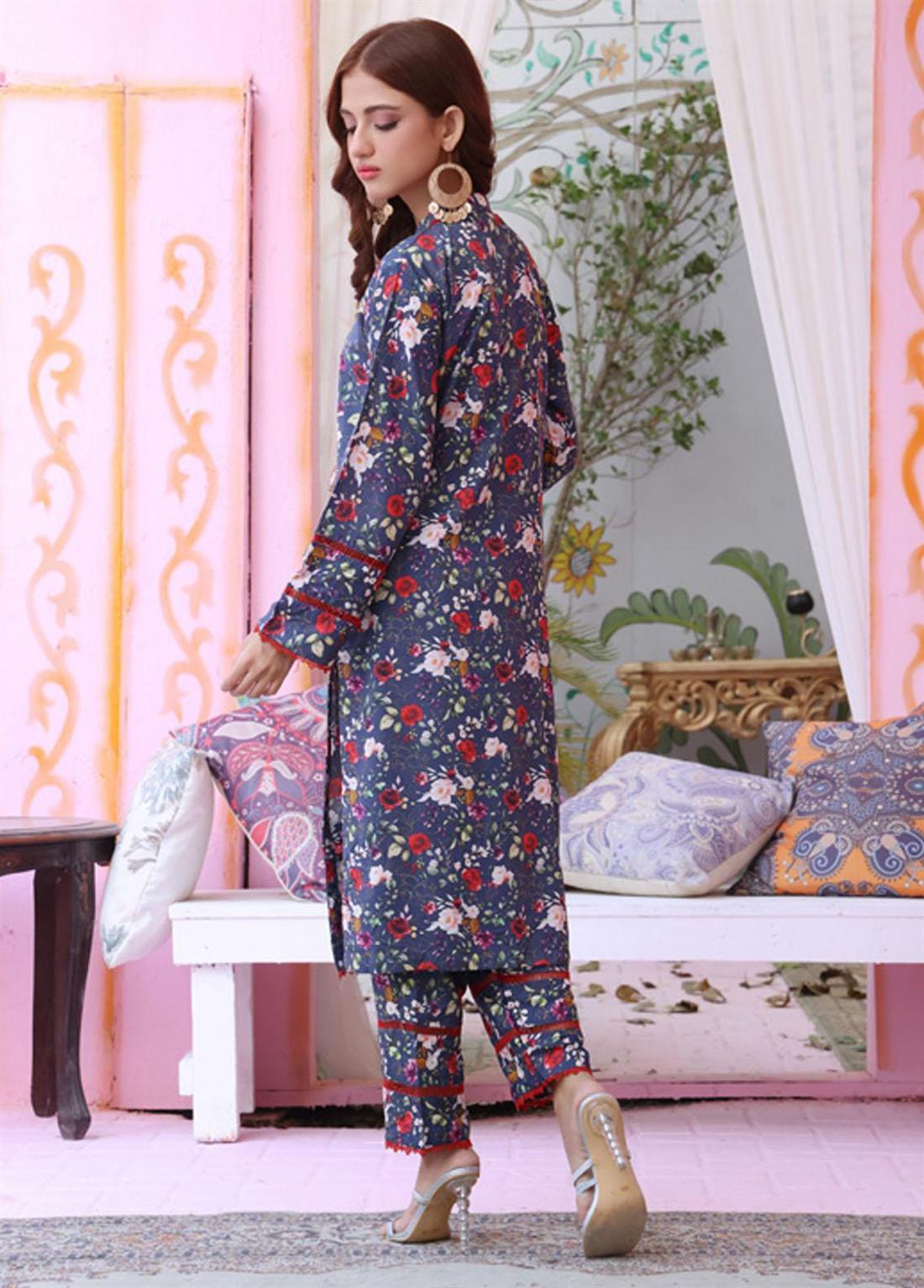 Blue Printed Linen Ladies Tunics and Kurta
