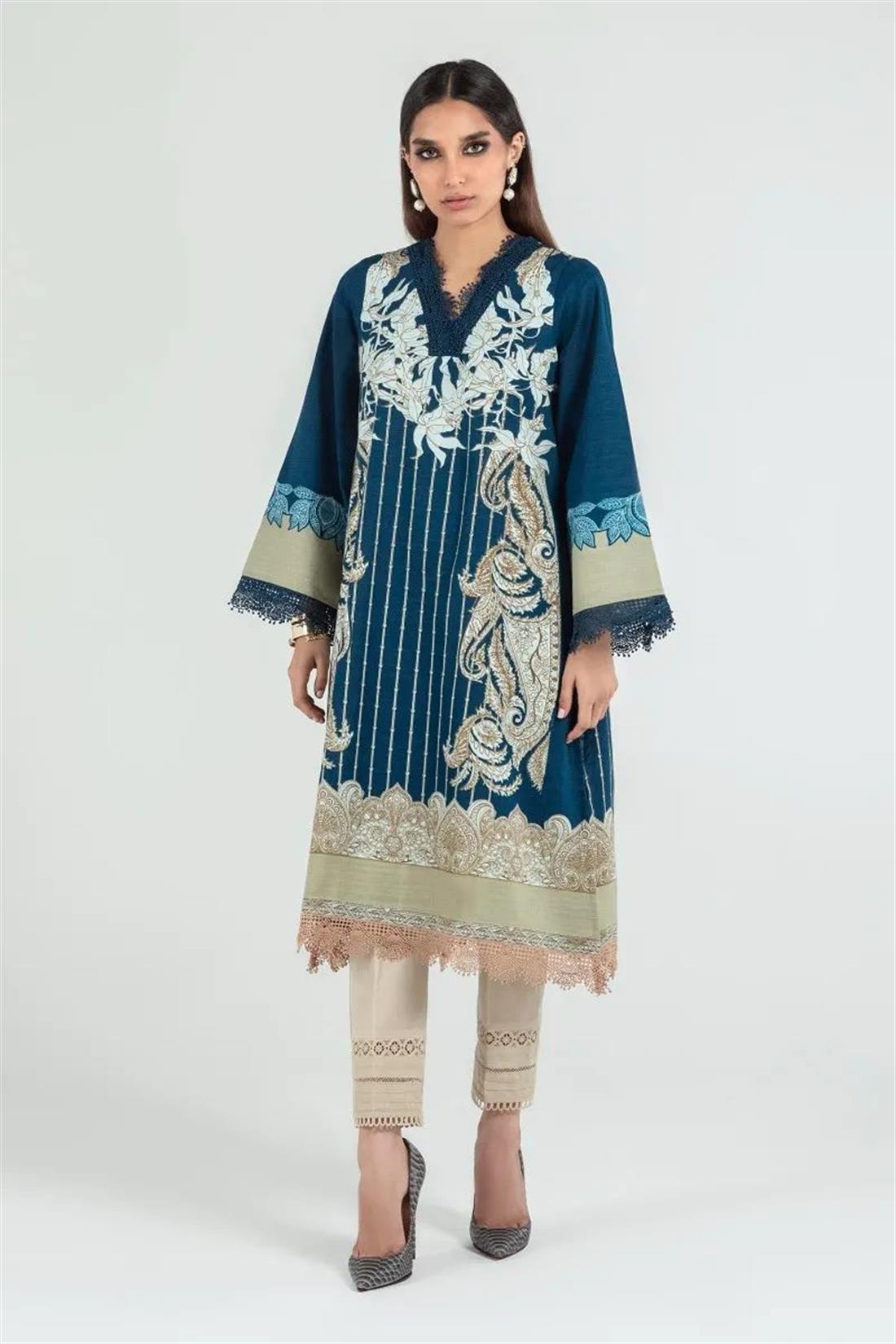 Blue & Cream 1 Piece Kurta