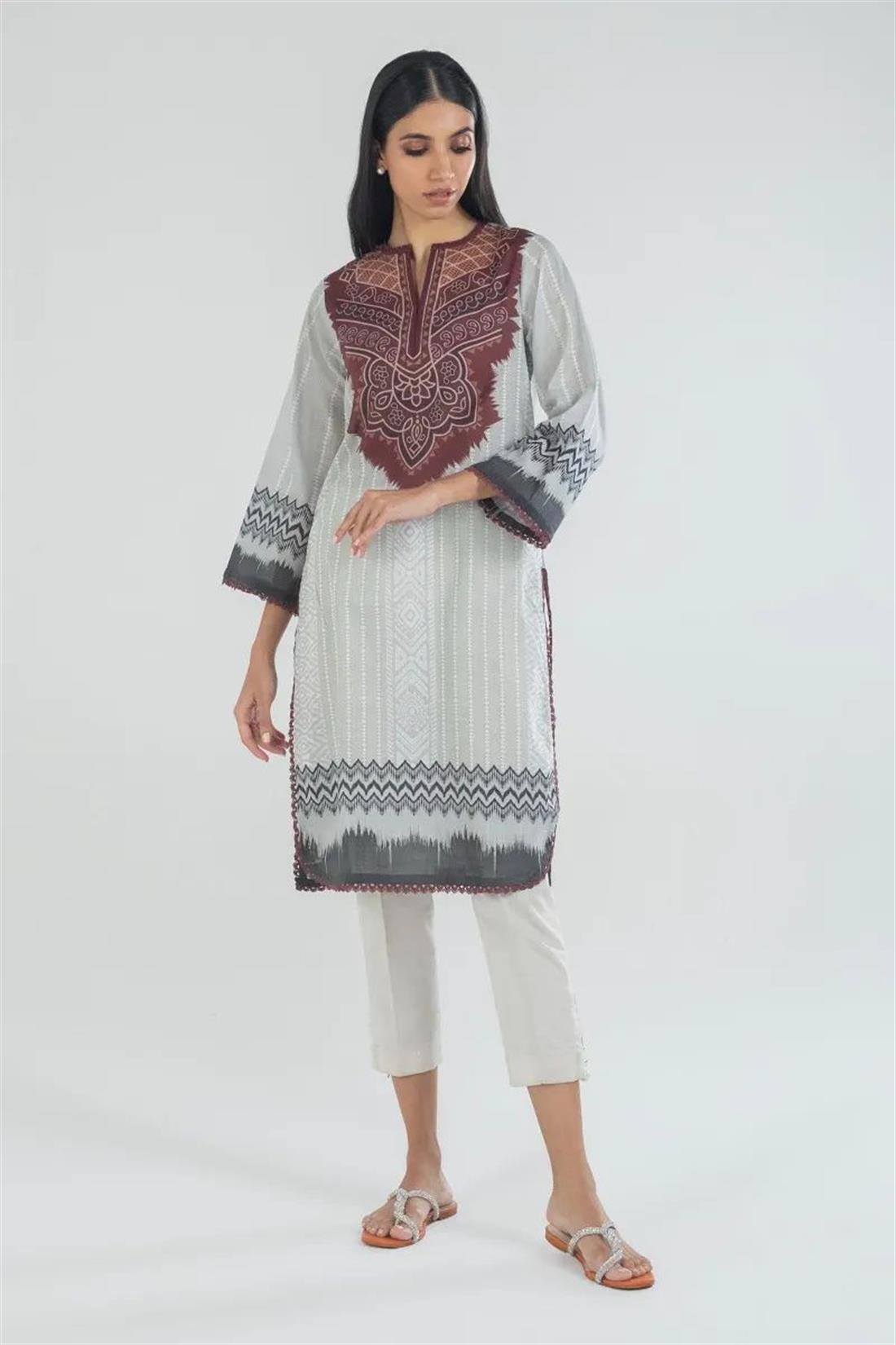 Grey & Brown 1 Piece Kurta