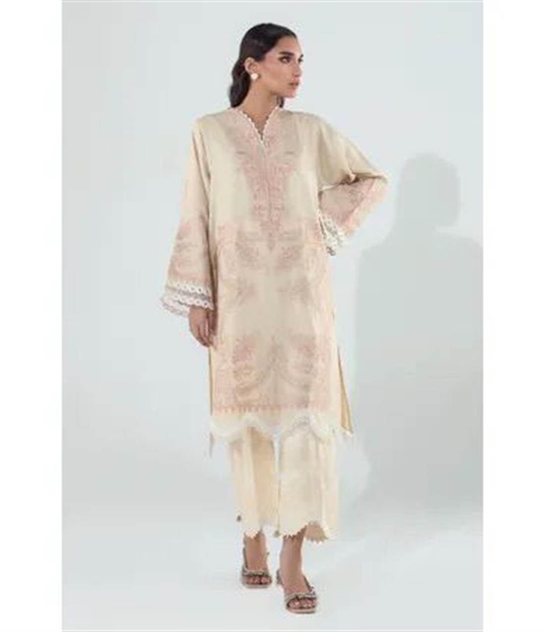 Cream & Baby Pink 1 Piece Kurta