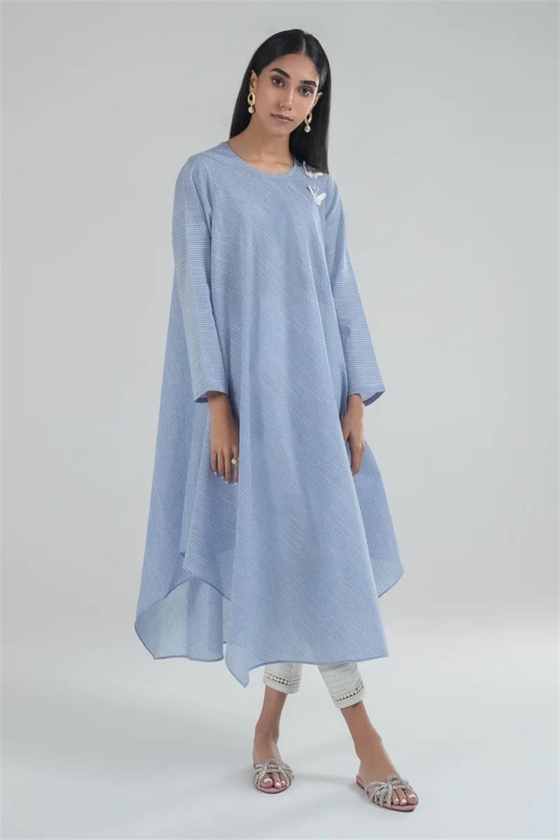 Sky Blue & White 1 Piece Kurta