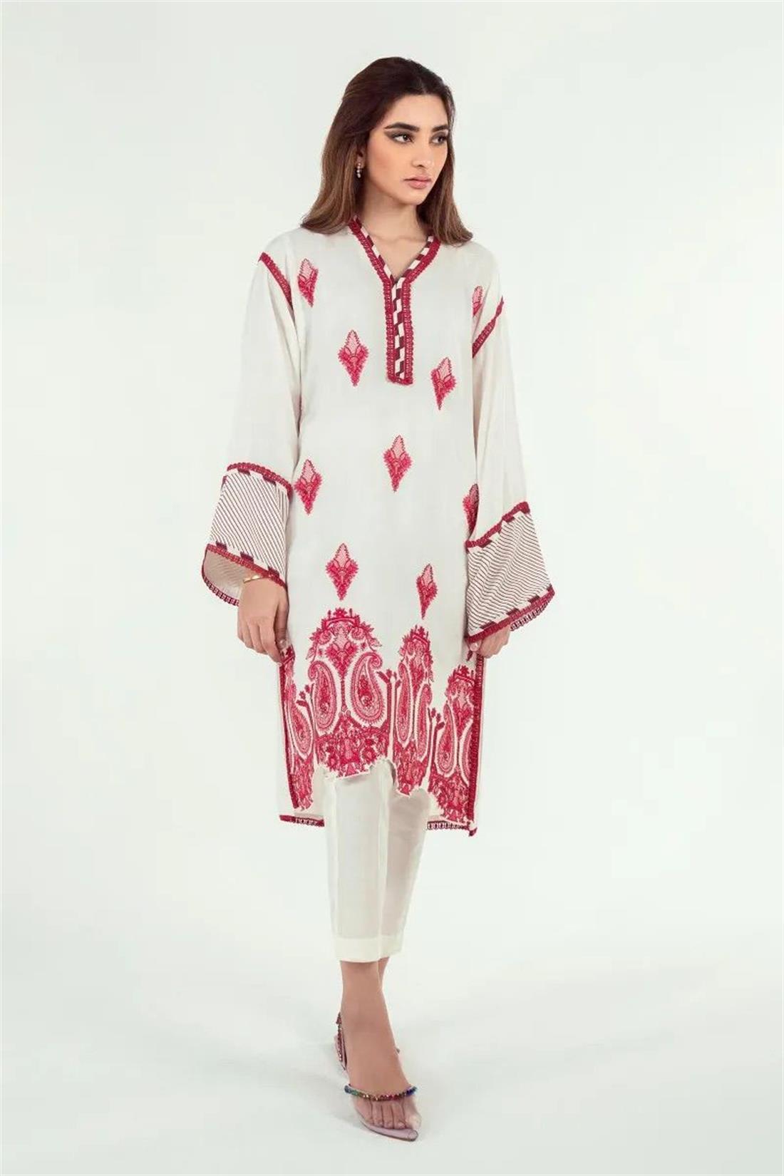 White & Pink 1 Piece Kurta