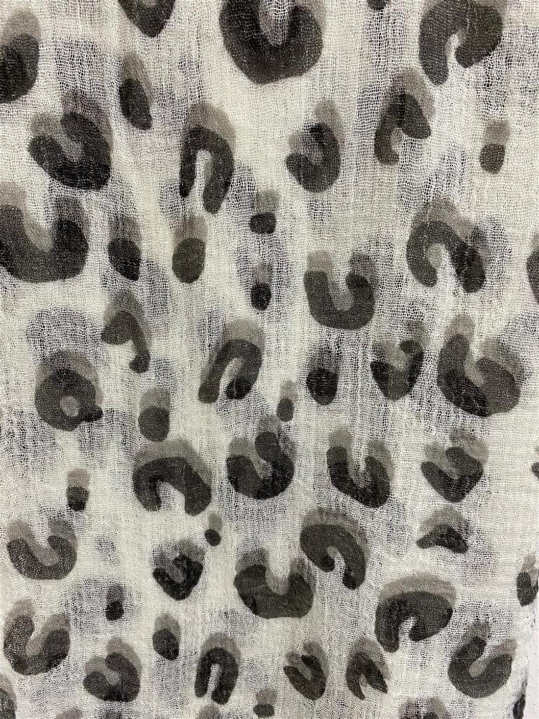 Ivory Black Leopard Print Scarf