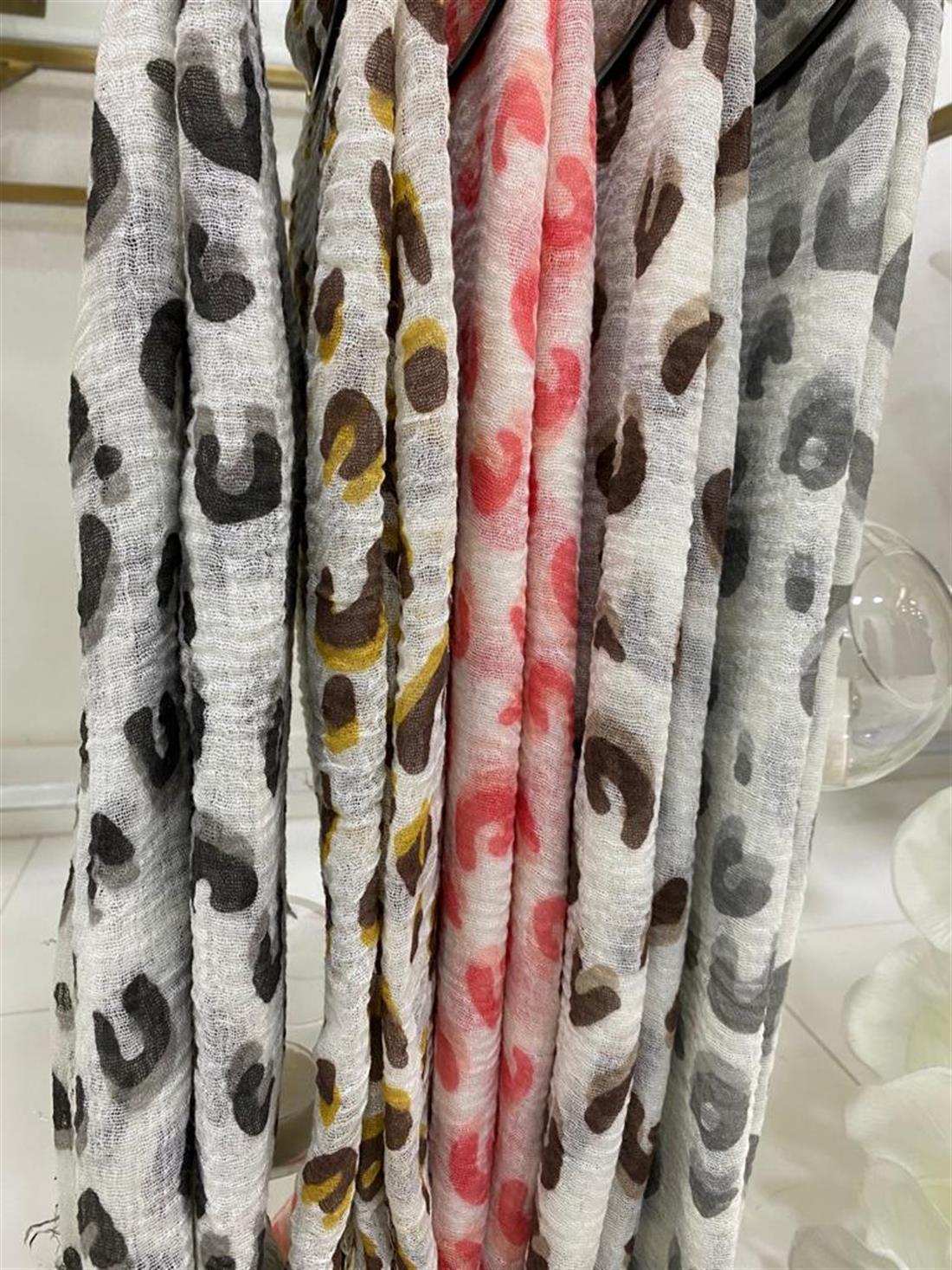 Ivory Black Leopard Print Scarf