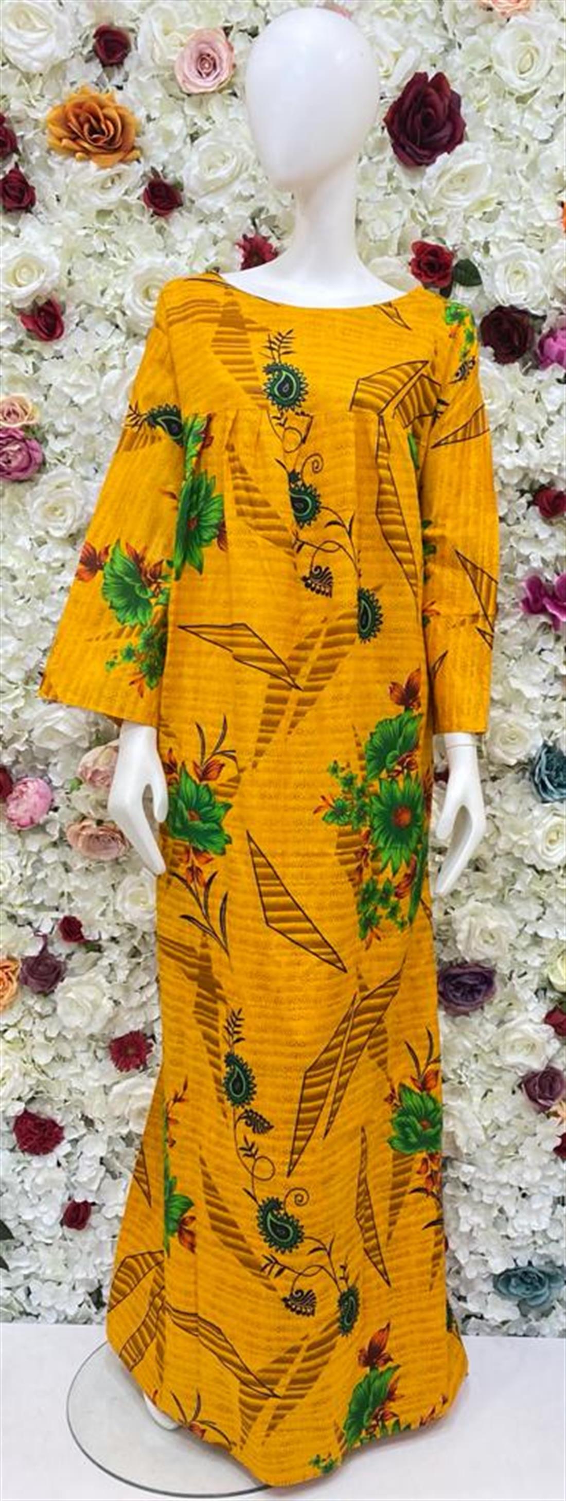Orange Digital Print Cotton Night Wear