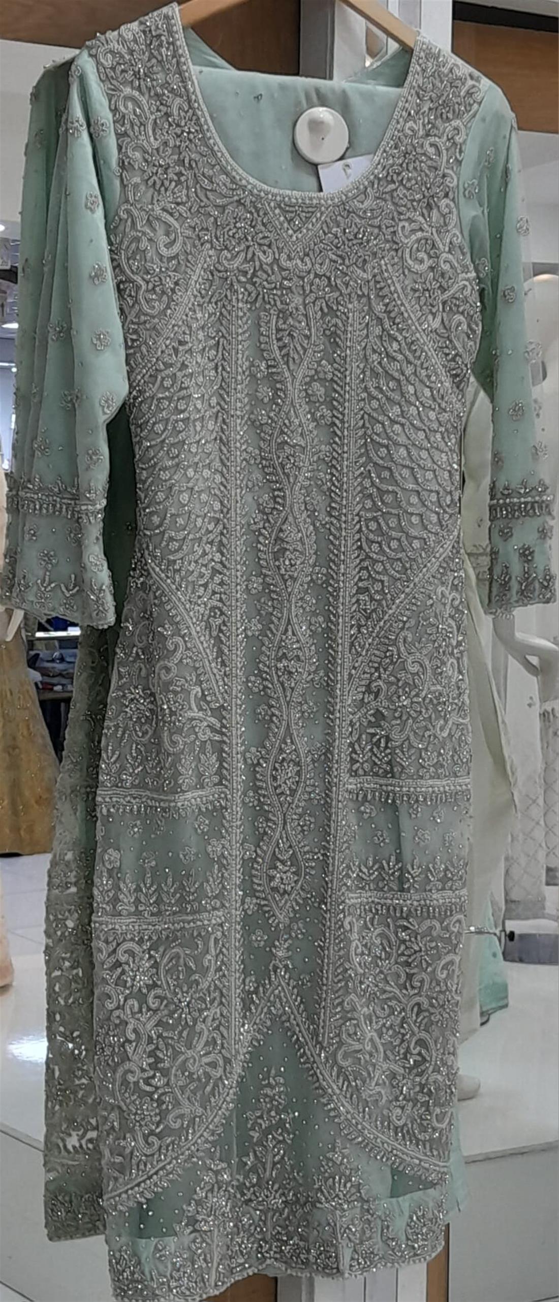 Mint Embroidered 3 Piece Partywear