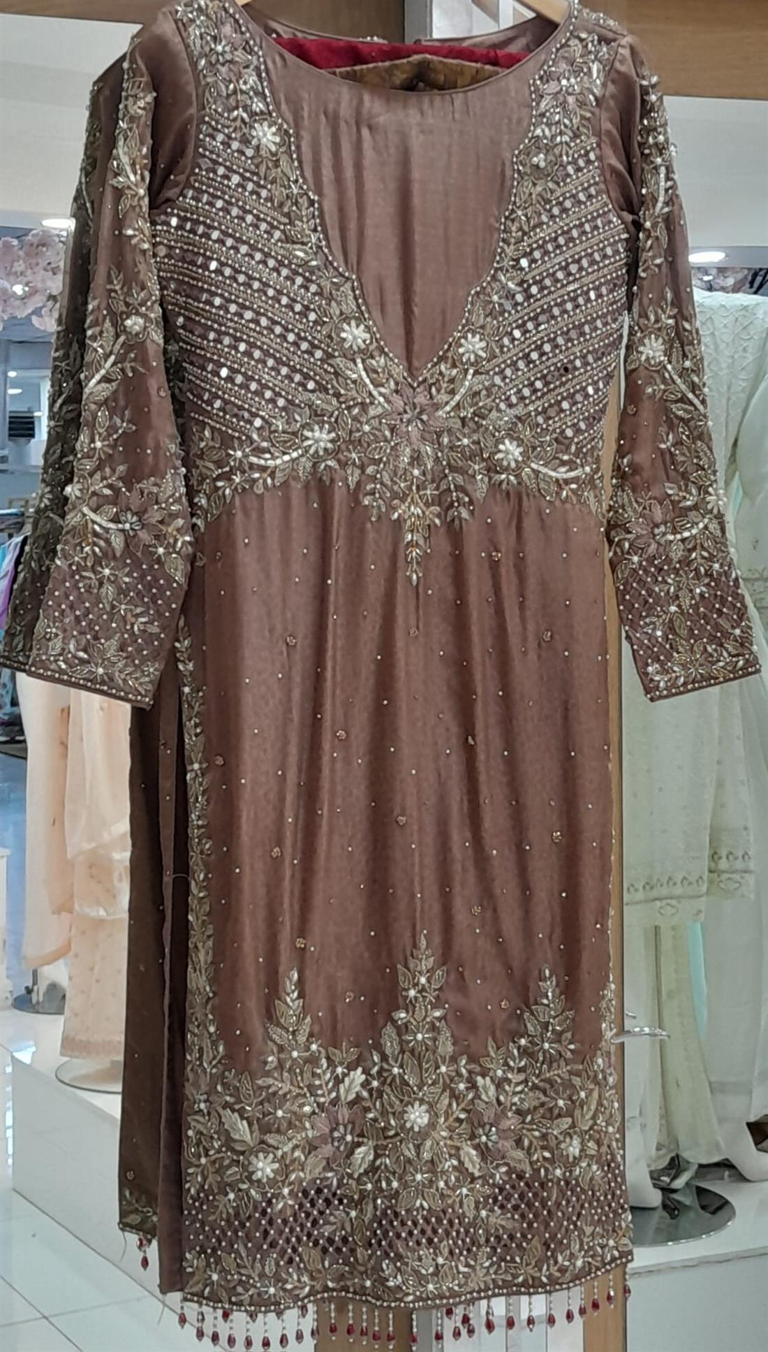 Cappuccino Embroidered 3 Piece Partywear Suite