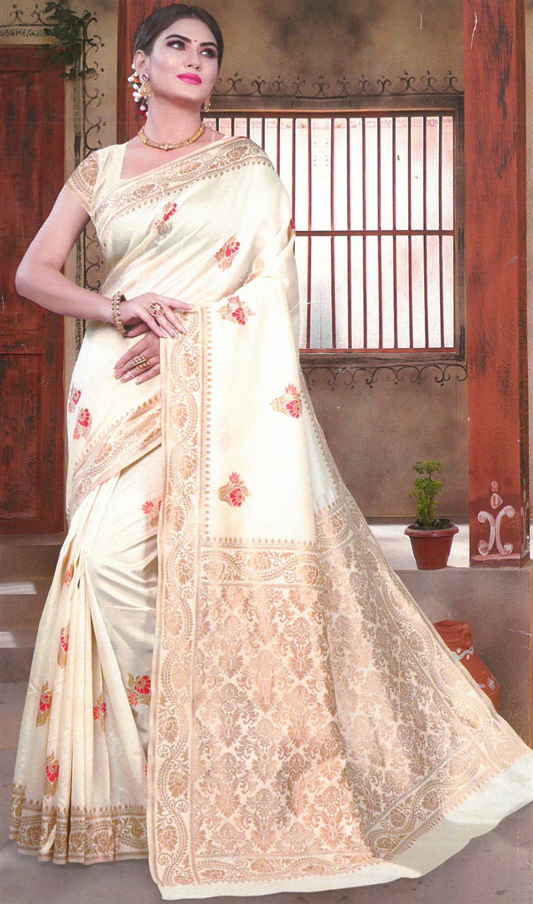 Cream Sarees