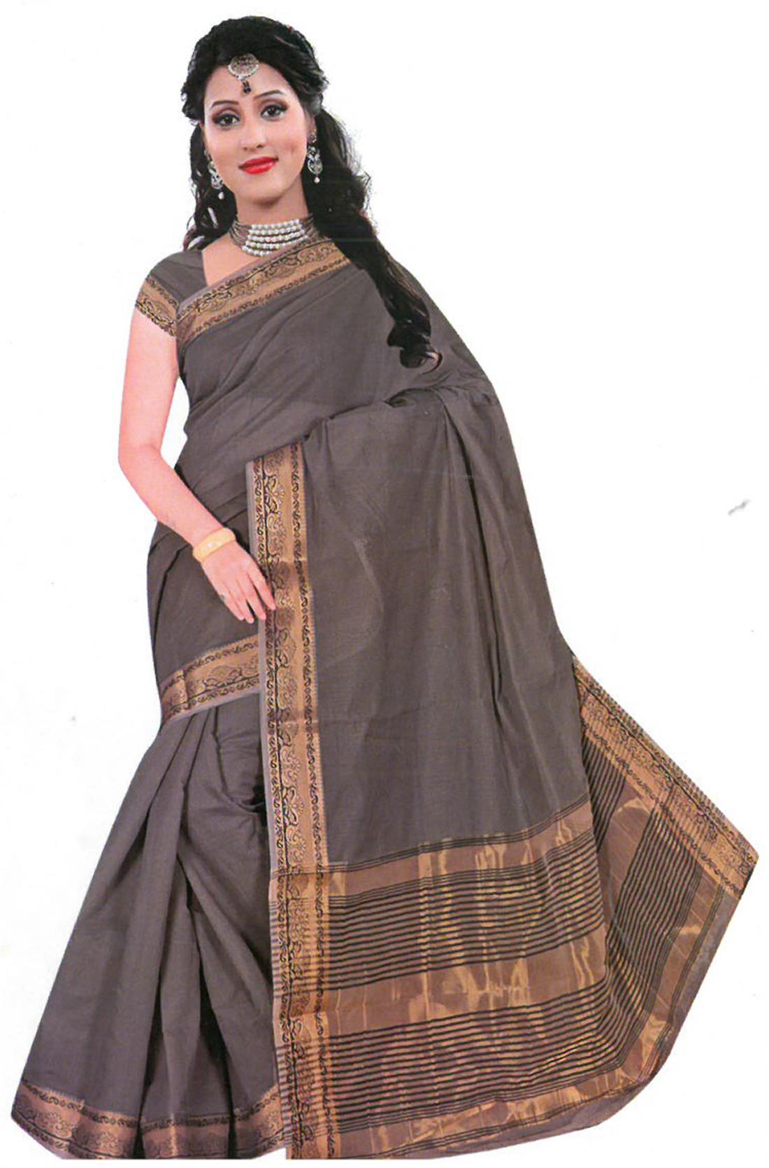 Grey & Brown Sarees