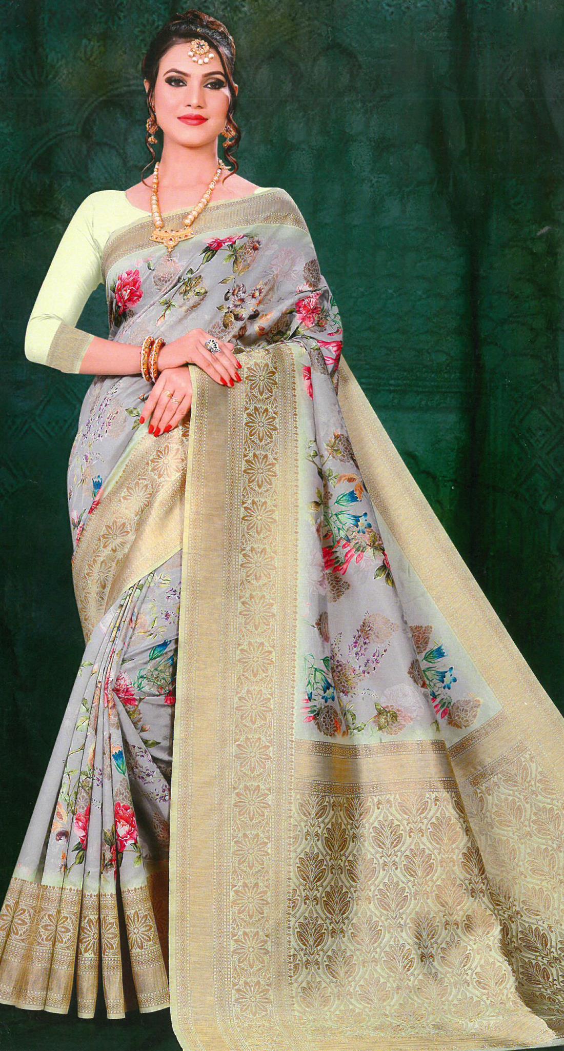 Grey & Aqua Sarees