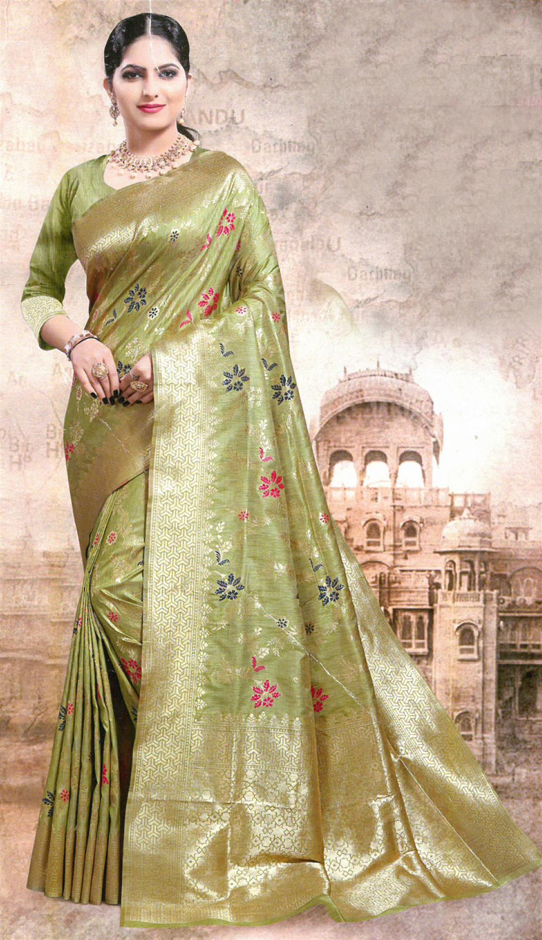 Lime Green Silk Sarees
