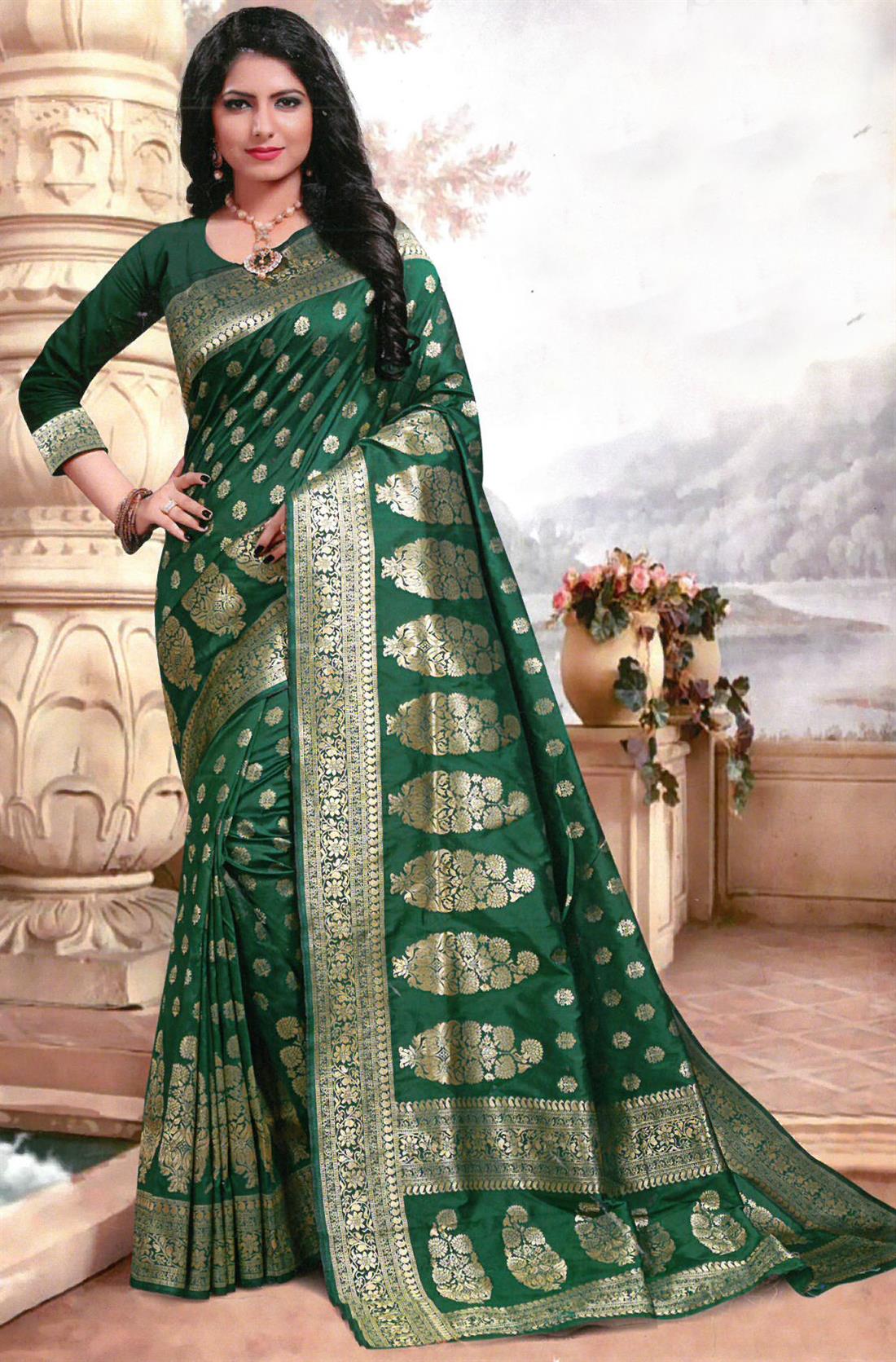 Bottle Green Sarees