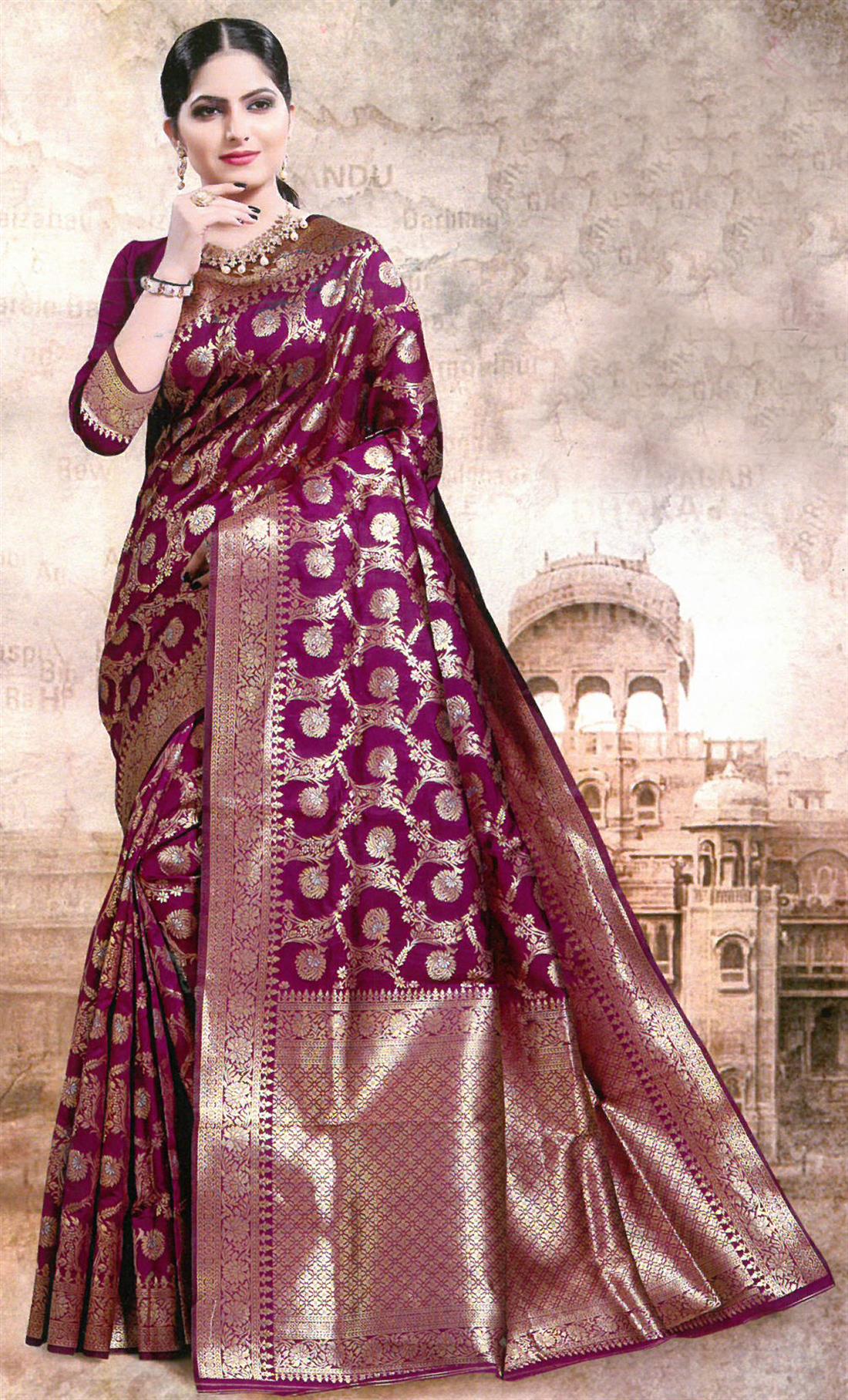 Wine Sarees