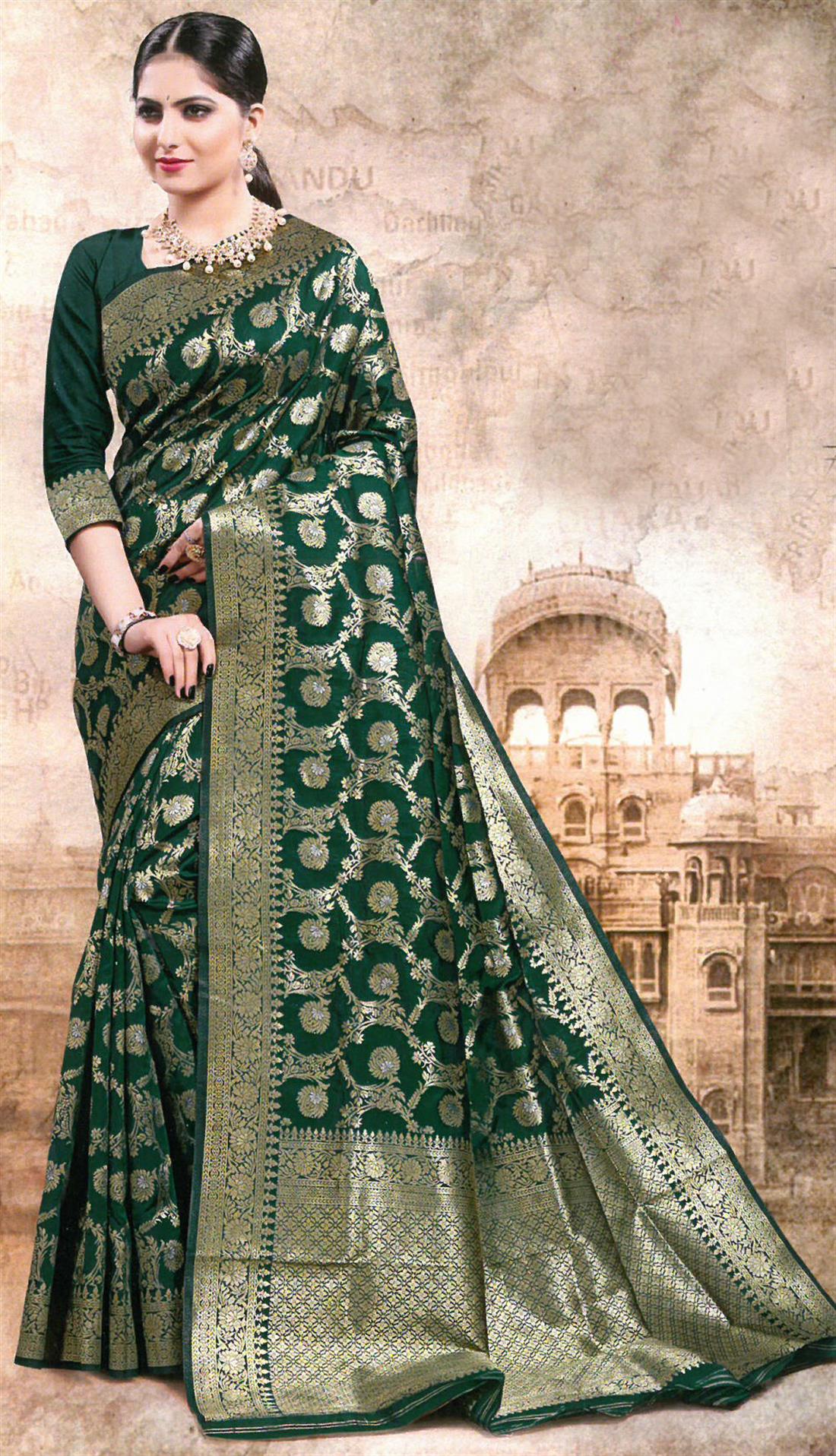 Bottle Green Sarees