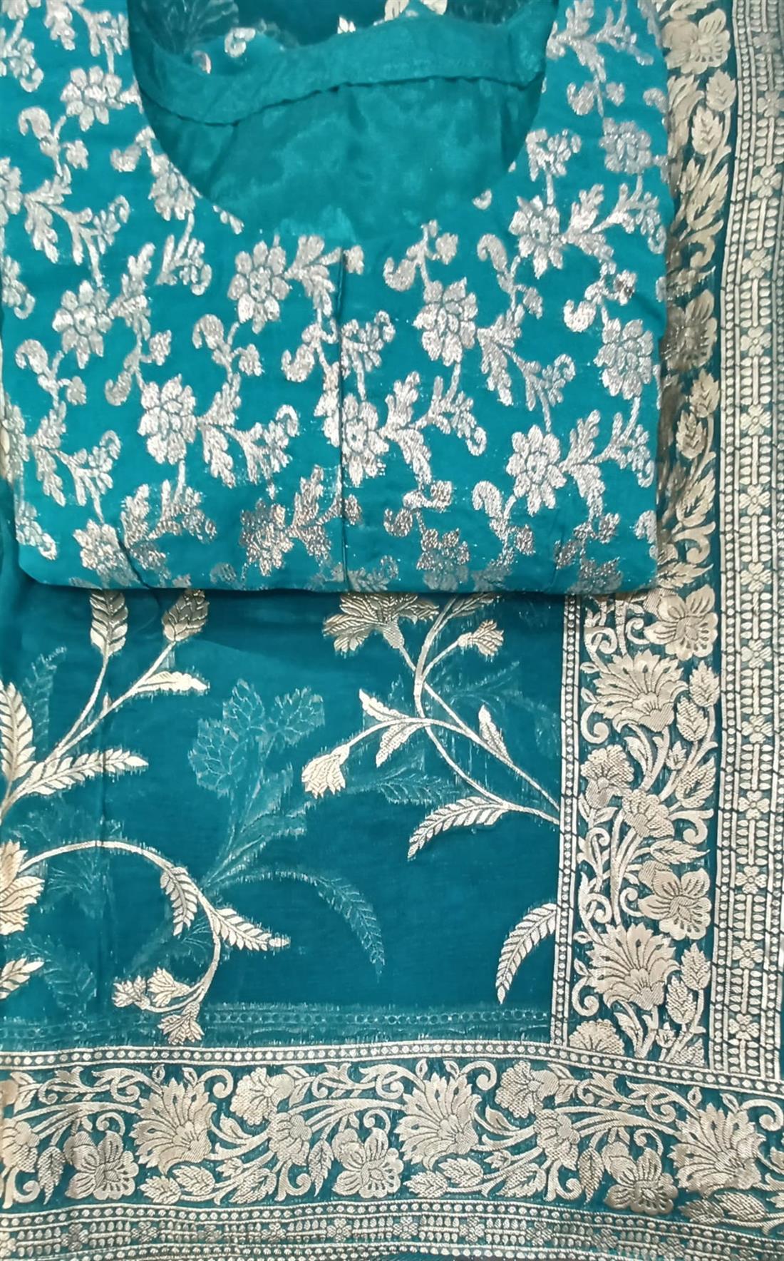 Teal Organza Sarees