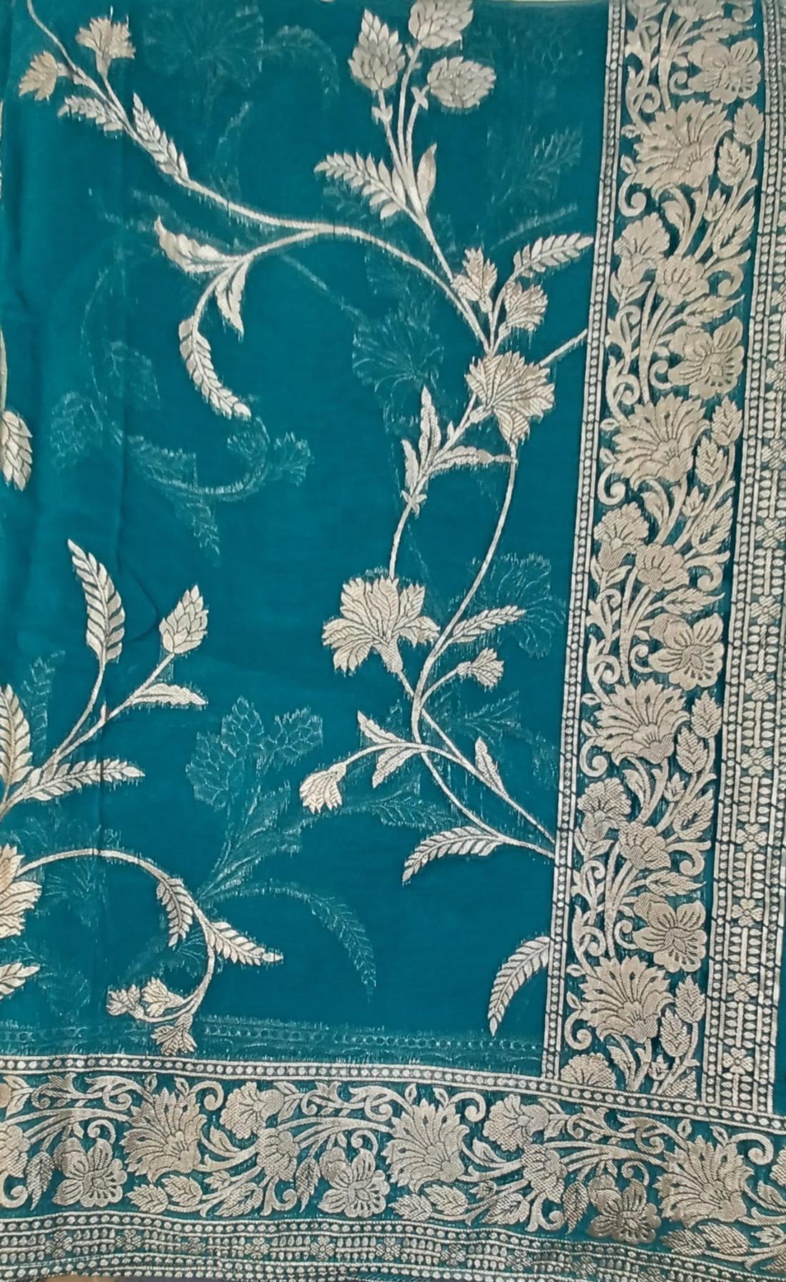 Teal Organza Sarees