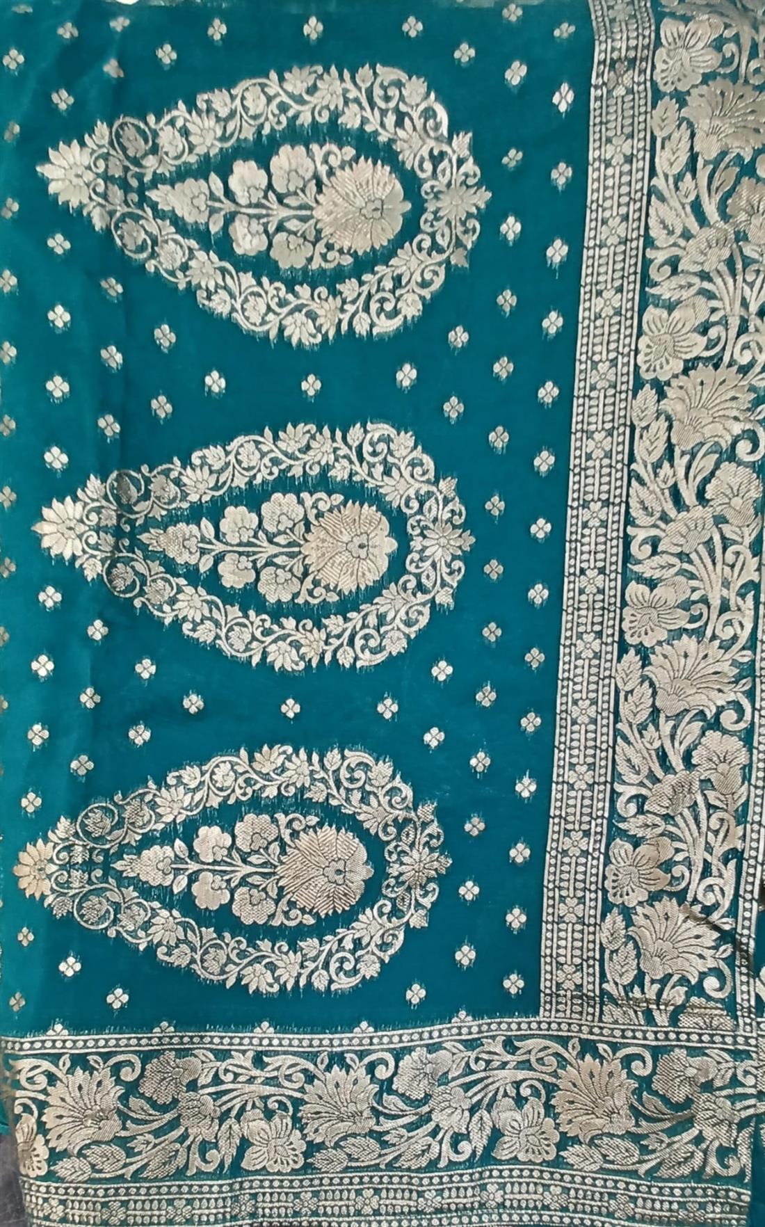 Teal Organza Sarees