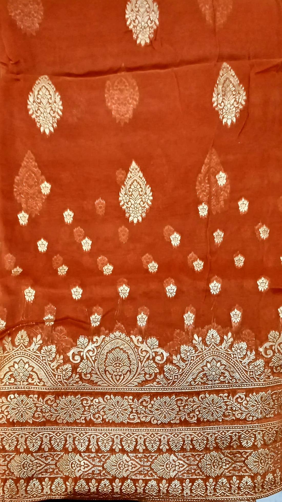 Burnt Orange Organza Saree