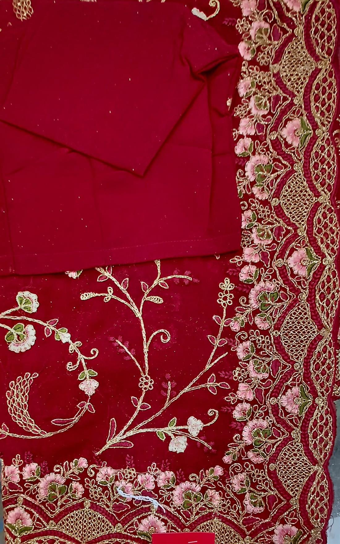 Maroon Georgette Saree with Thread Work