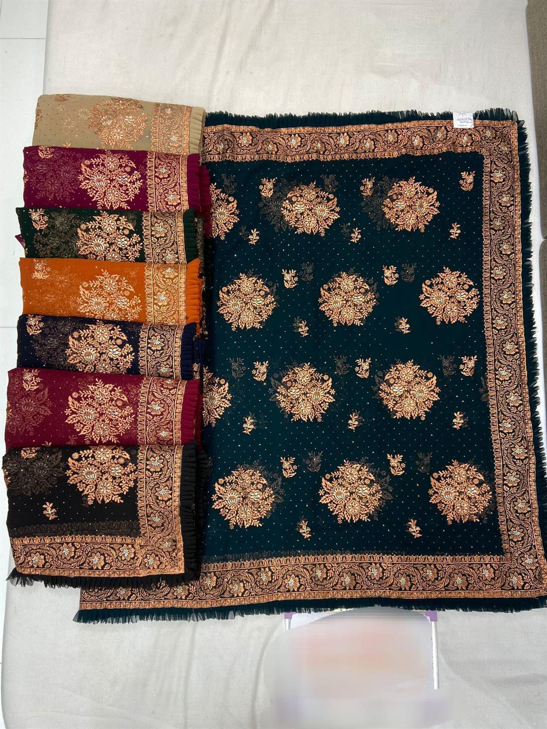 Burnt Orange Georgette Saree with Zari Work