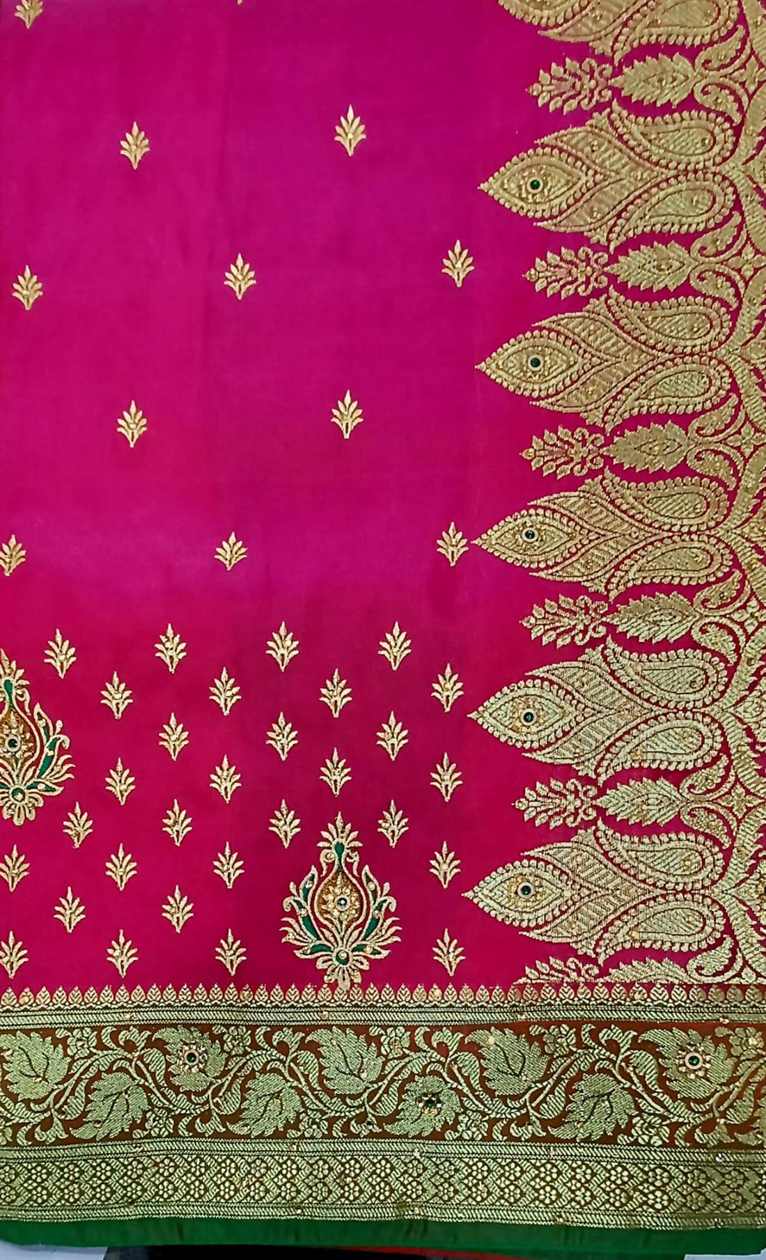 Hot Pink Kathan Silk Saree Comes with Blouse Piece.