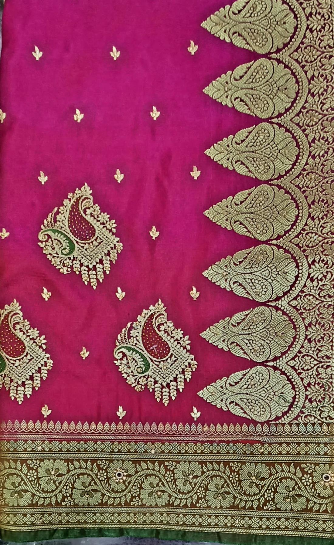 Hot Pink Kathan Silk Saree Comes with Blouse Piece.